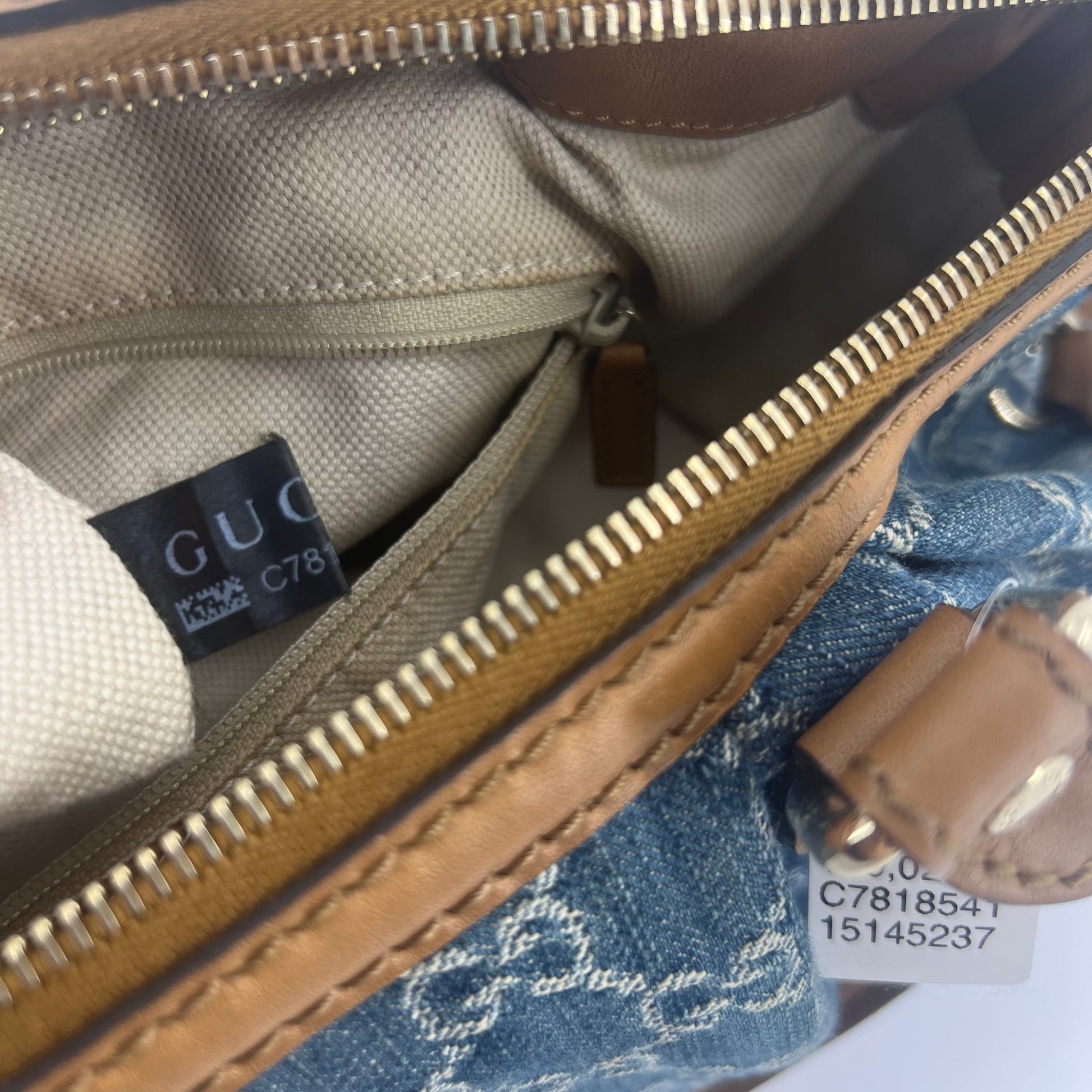 Gucci Blue Denim and Leather Sukey Medium Tote Bag Twins