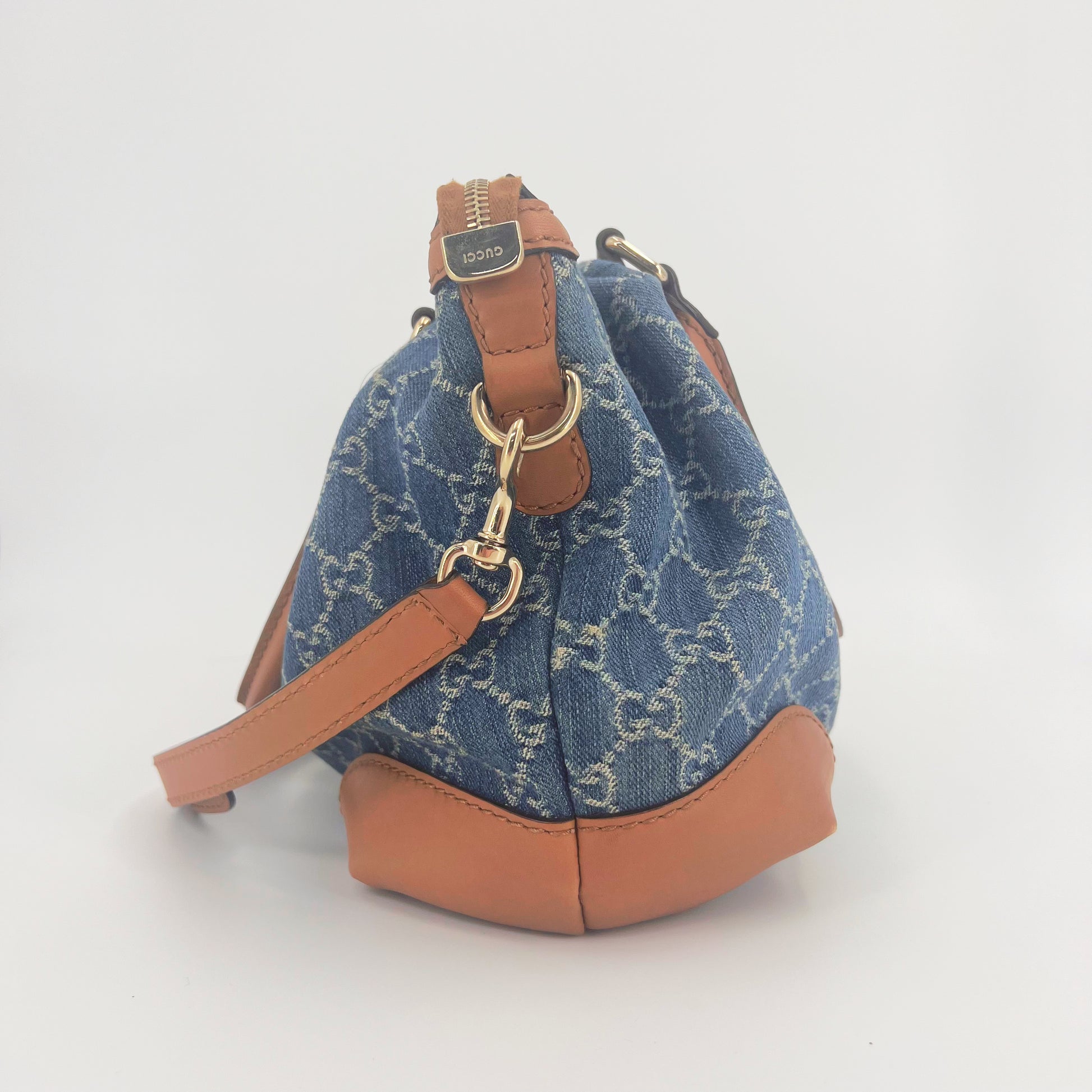 Gucci Blue Denim and Leather Sukey Medium Tote Bag Twins