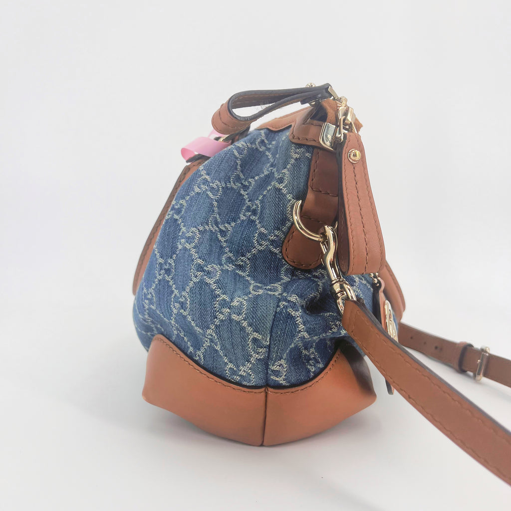 Gucci Blue Denim and Leather Sukey Medium Tote Bag Twins