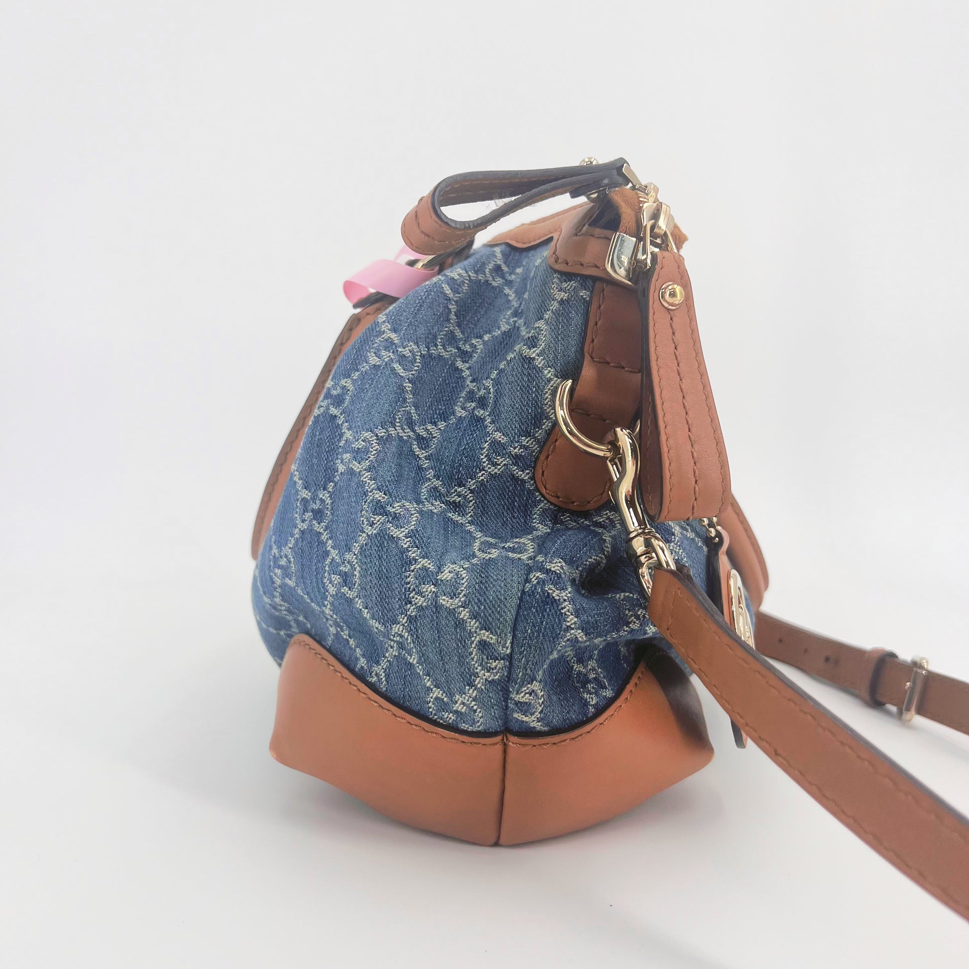 Gucci Blue Denim and Leather Sukey Medium Tote Bag Twins