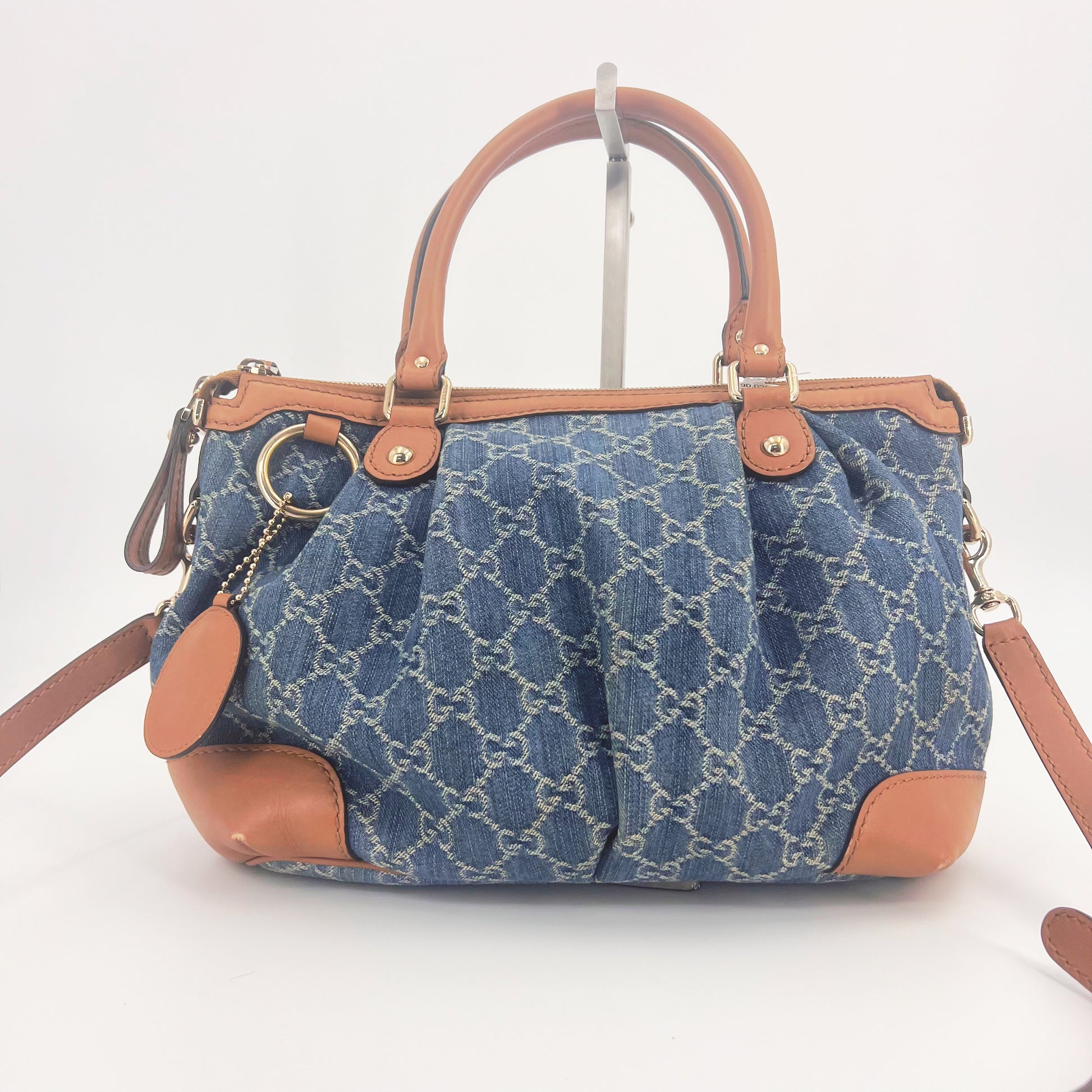 Gucci Blue Denim and Leather Sukey Medium Tote Bag Twins