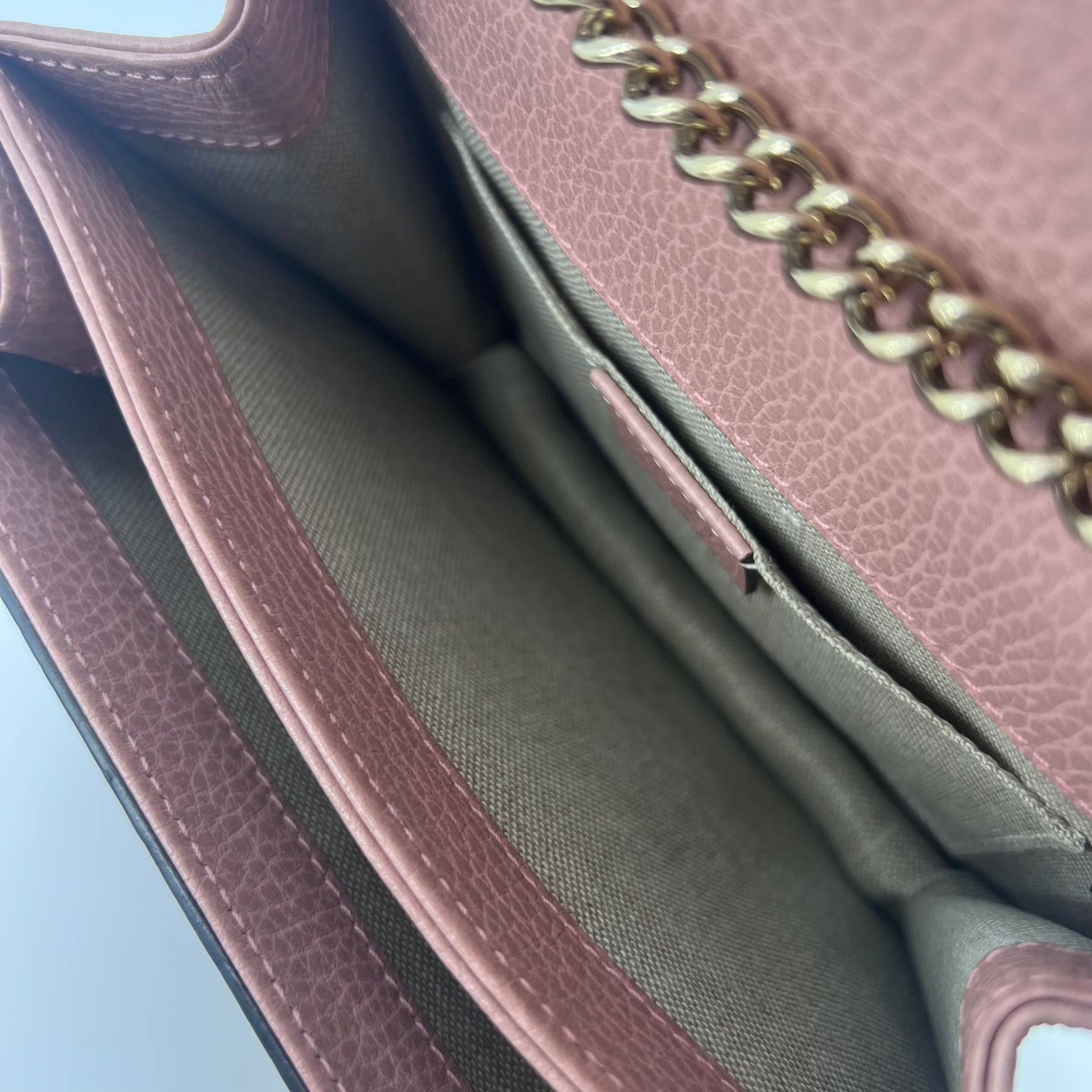 Dollar Calfskin Small Interlocking G Shoulder Bag Soft Pink twins