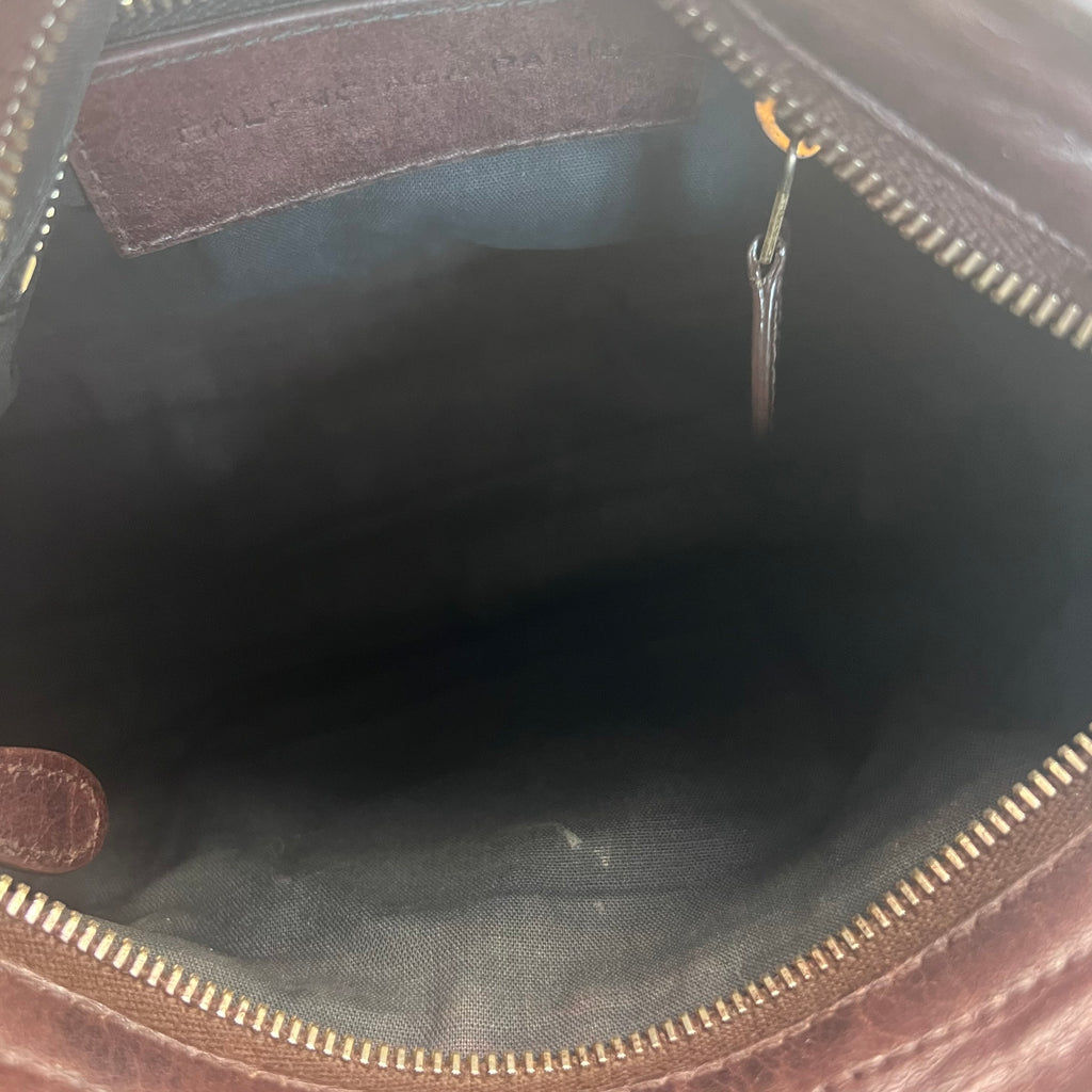 Metallic Edge Hardware Mini City Bag Burgundy twins