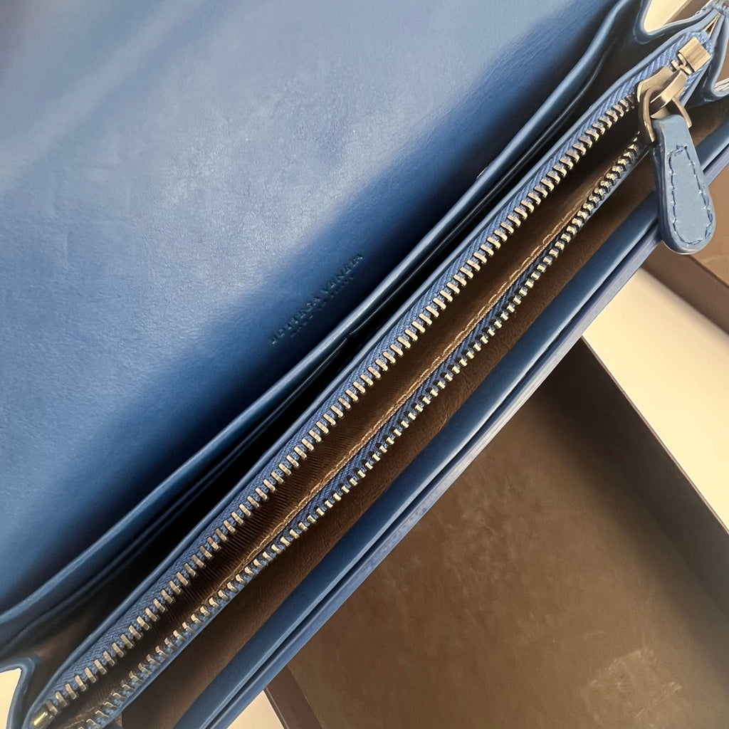 Bottega Veneta Nappa Intrecciato Continental Flap Wallet Bluette twins