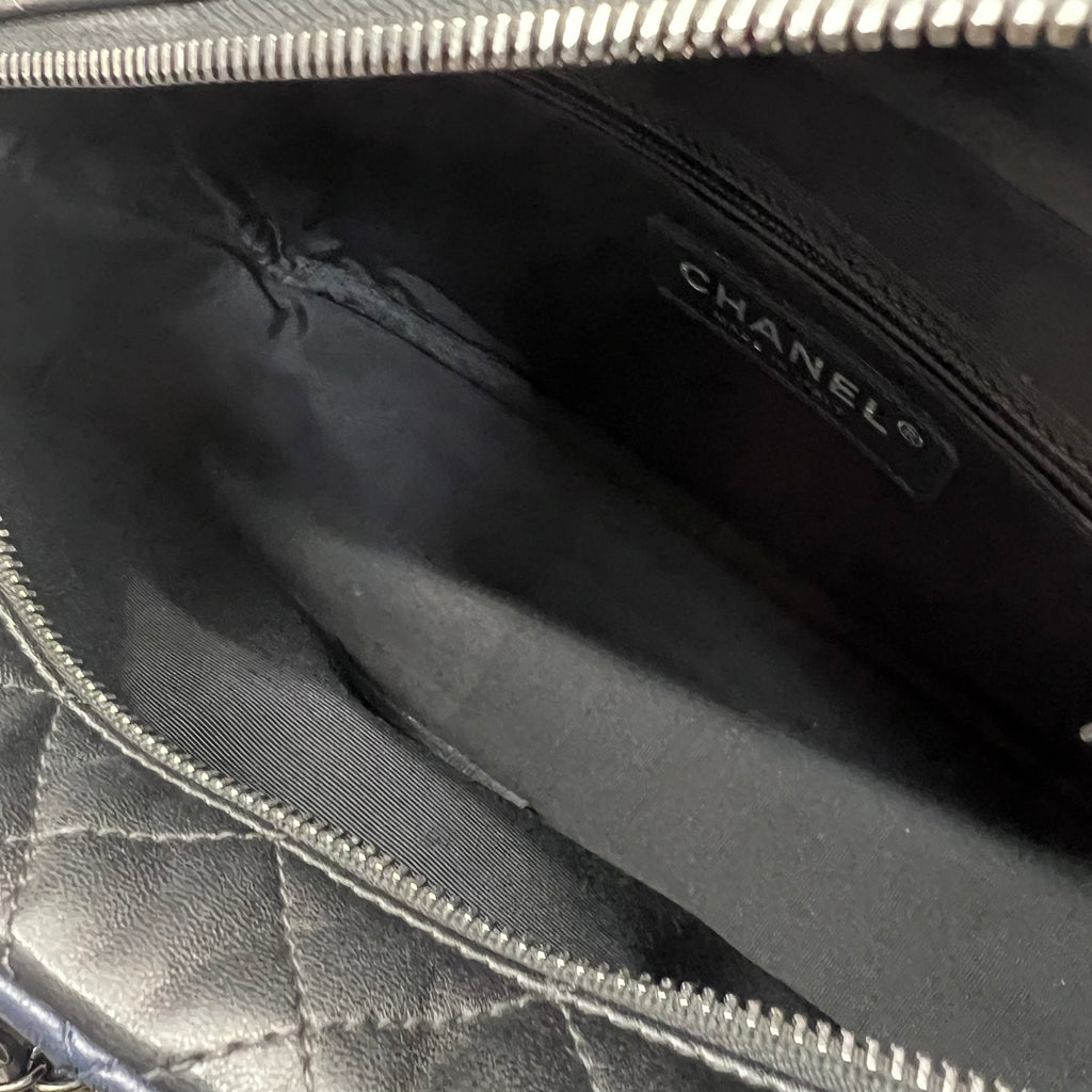 Chanel Navy Blue/Black Quilted Lambskin Leather Girl Chanel twins