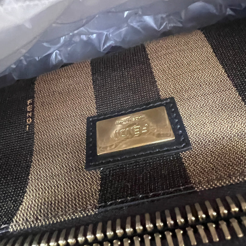 Vitello Morgan Fabric Jacquard Pequin Medium Peekaboo Iconic Satchel Black Tobacco twins