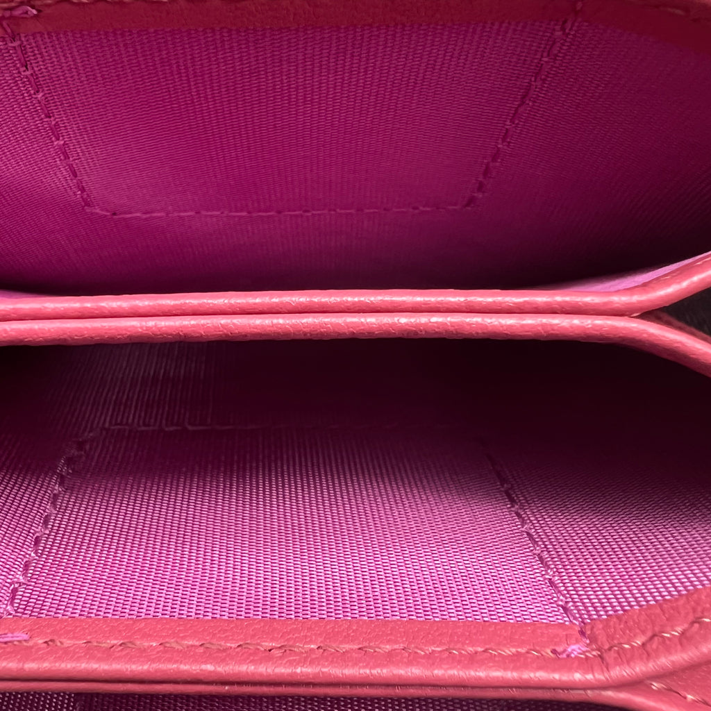 Lambskin Cannage Lady Dior 5-Gusset Card Holder Strawberry Pink twins