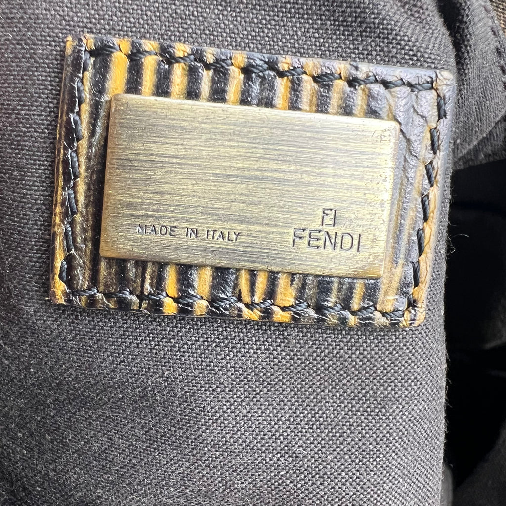 Fendi Tobacco Zucca Canvas and Leather Small Chef Shoulder Bag
