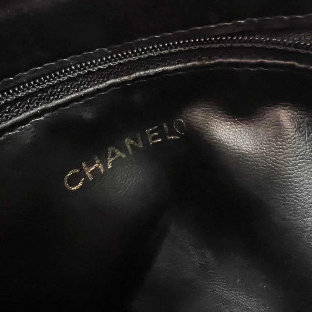 Black Caviar Leather Vintage Timeless Shoulder Tote