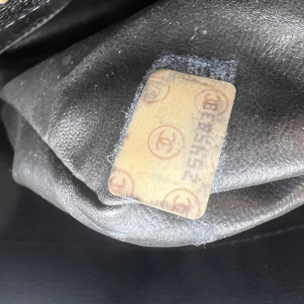 Black Caviar Leather Vintage Timeless Shoulder Tote