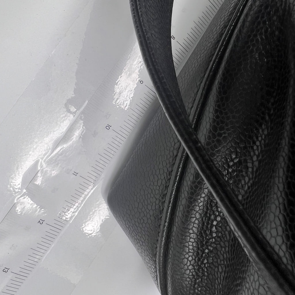 Black Caviar Leather Vintage Timeless Shoulder Tote