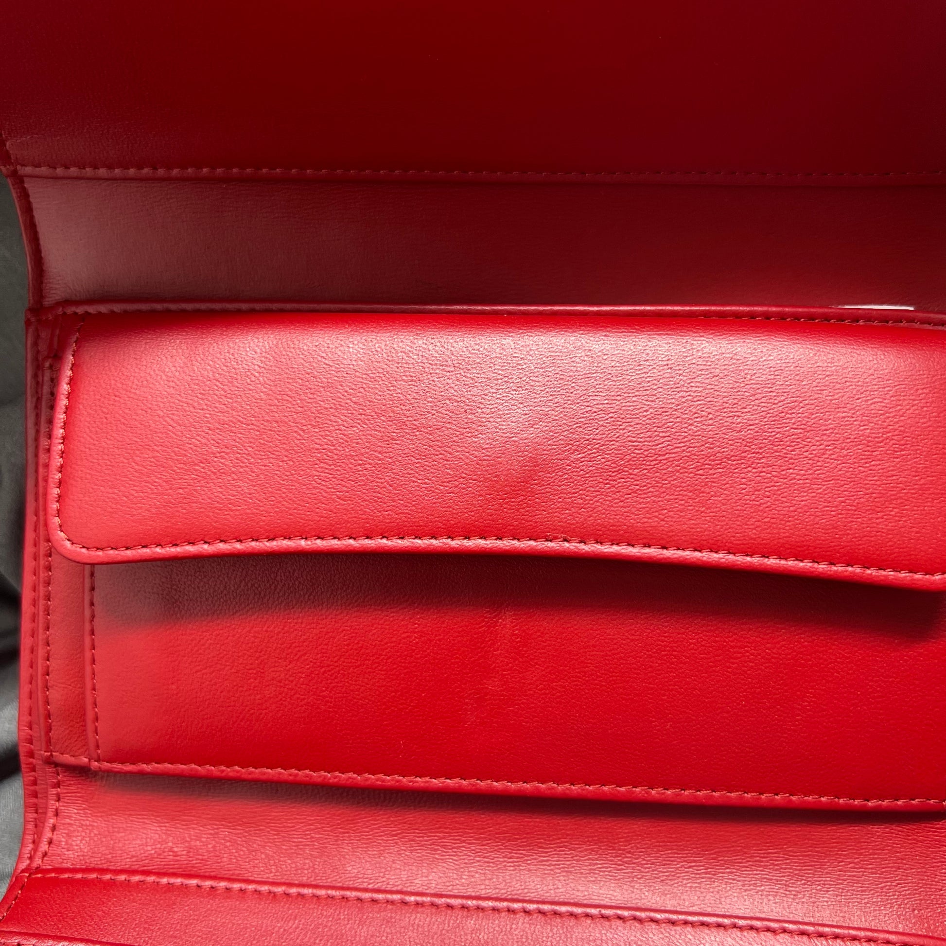 Flap Wallet, Red Lambskin with Silver Hardware