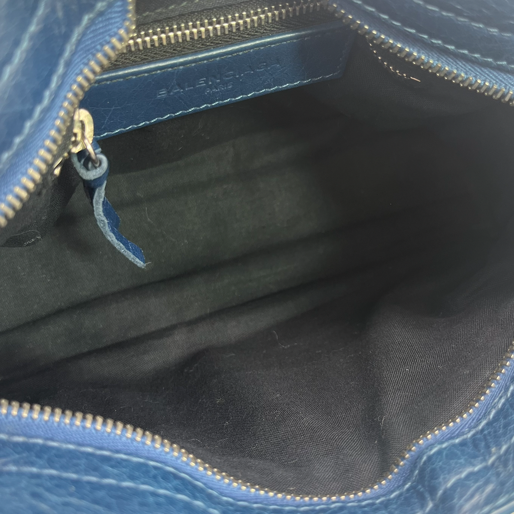 Blue Leather Mini Classic City Bag twins