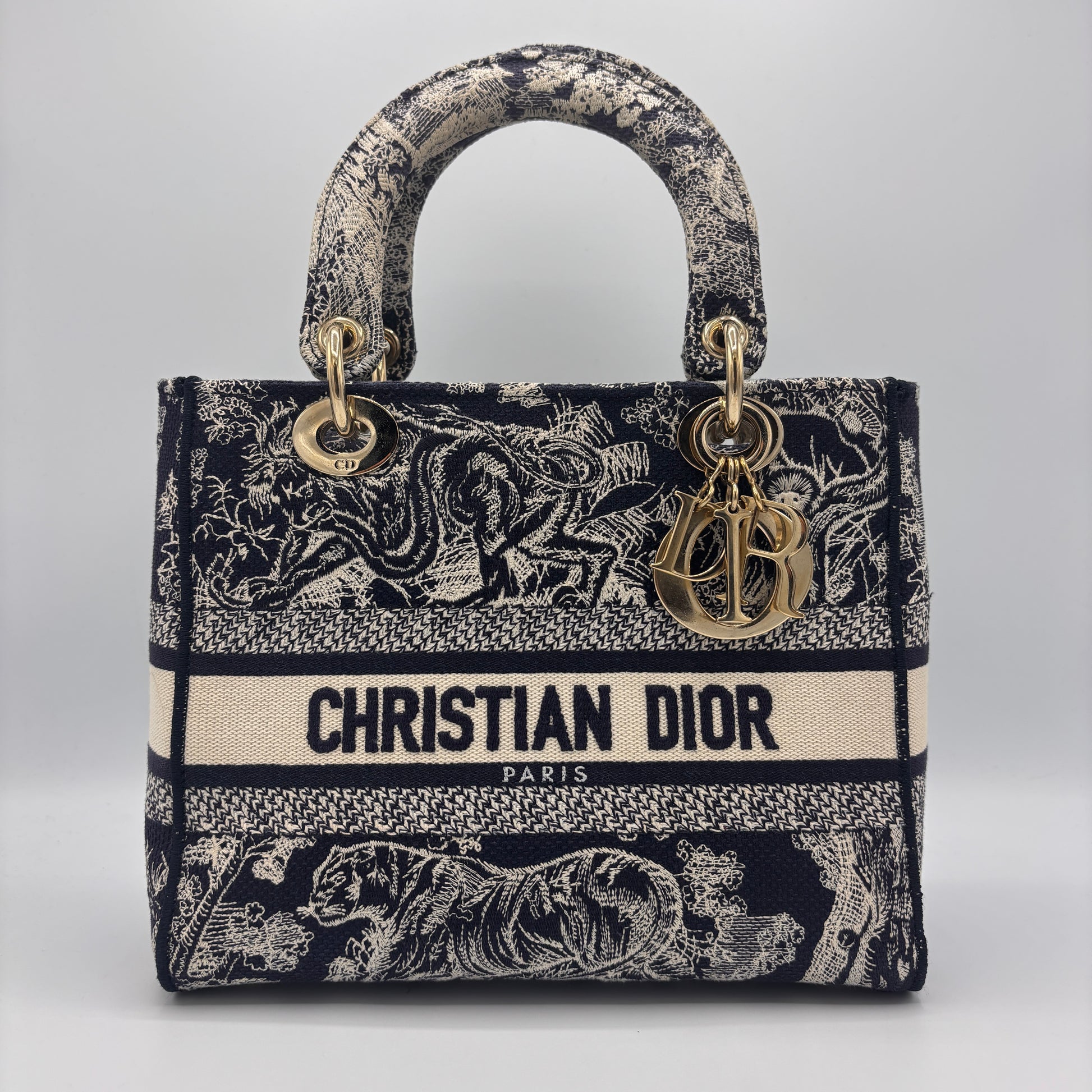 Lady D-Lite Bag Embroidered Canvas Medium