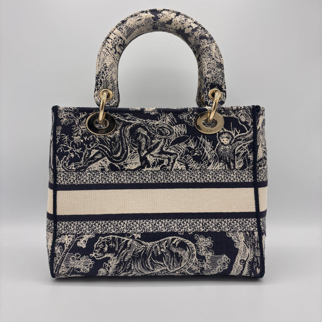 Lady D-Lite Bag Embroidered Canvas Medium