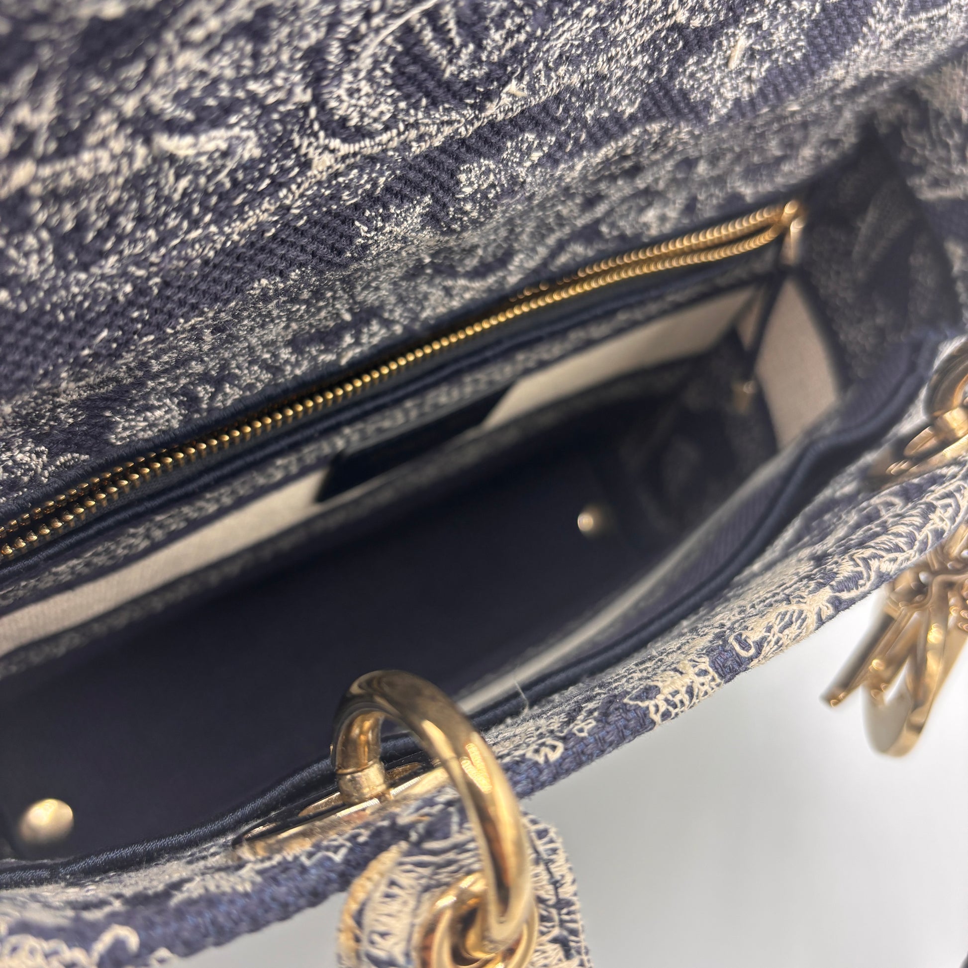 Lady D-Lite Bag Embroidered Canvas Medium