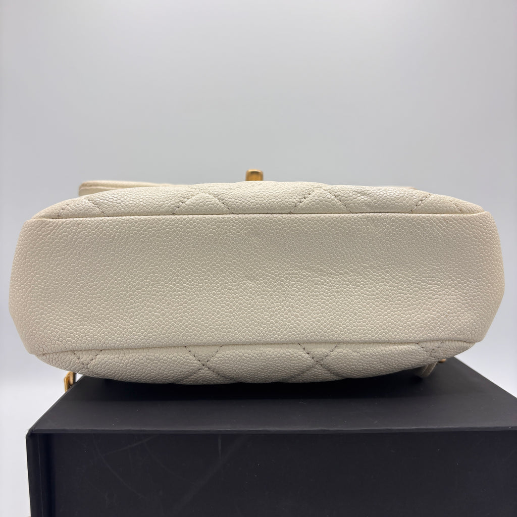 Chain Melody Flap Backpack Quilted Caviar Small
