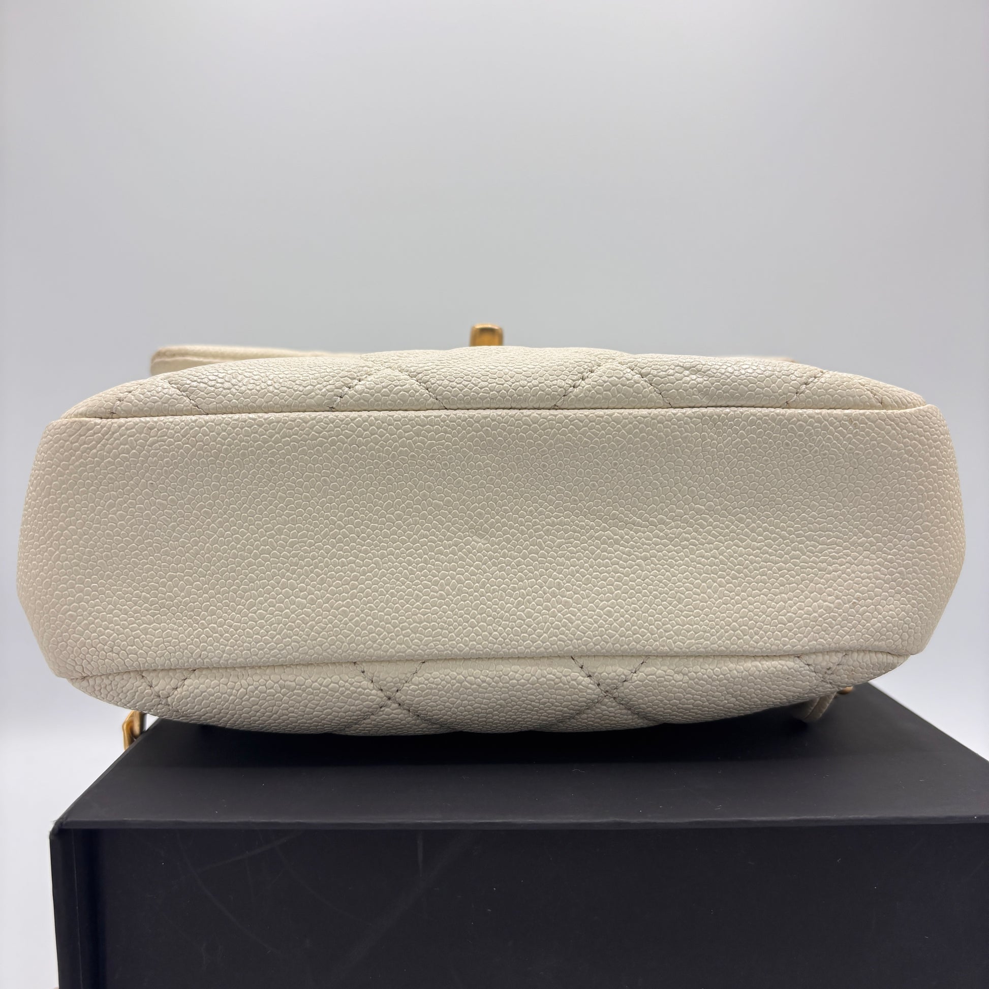 Chain Melody Flap Backpack Quilted Caviar Small