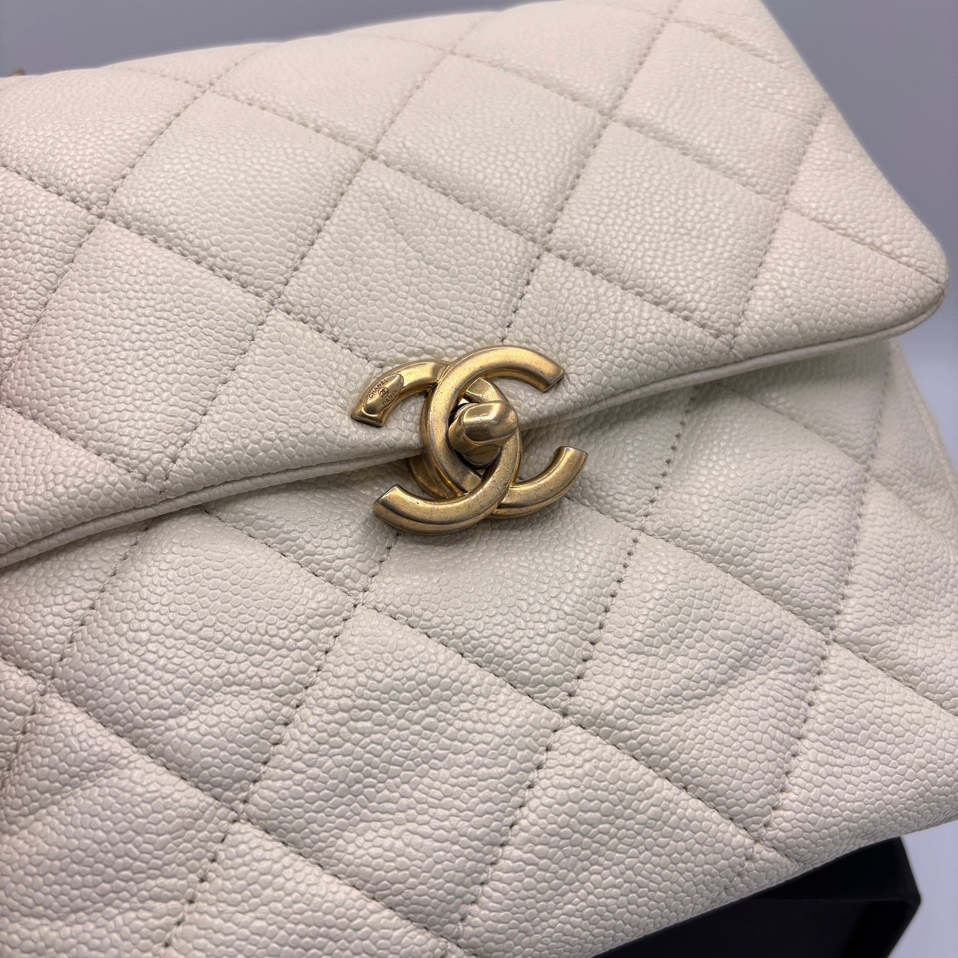 Chain Melody Flap Backpack Quilted Caviar Small