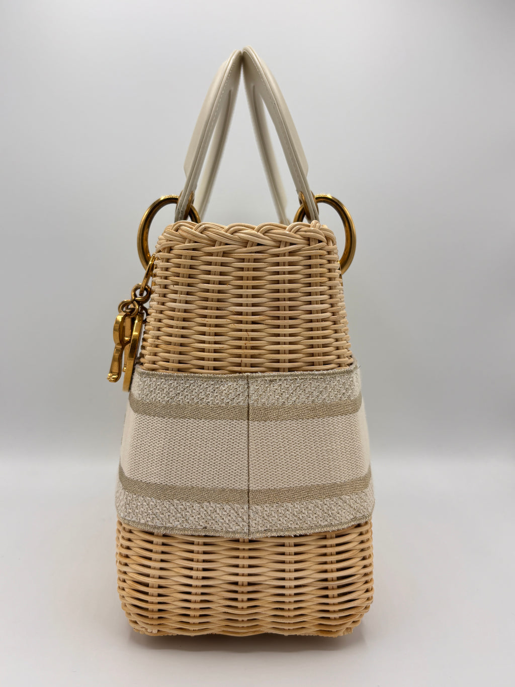 Lady Dior Bag Wicker and Oblique Canvas Medium