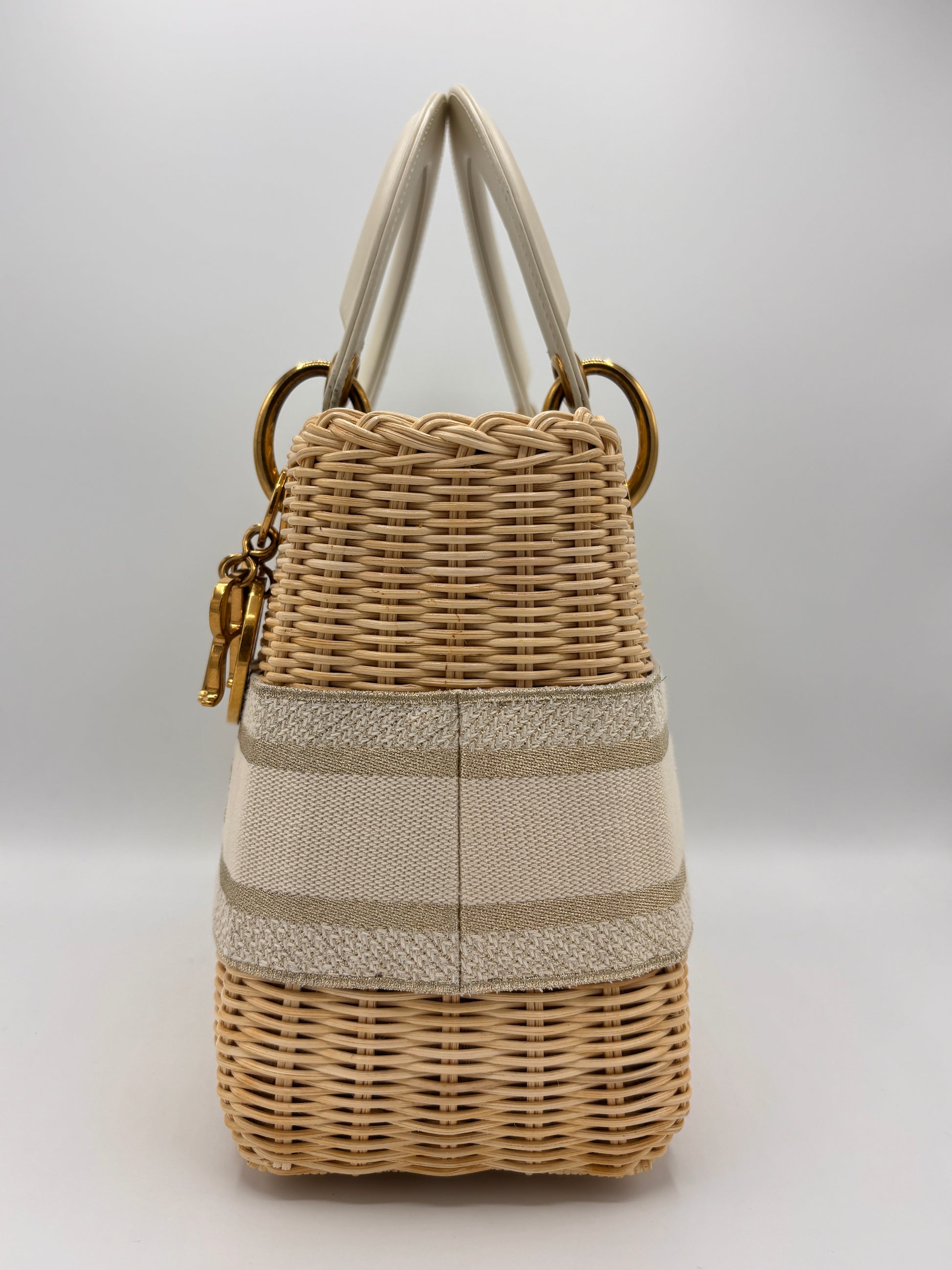 Lady Dior Bag Wicker and Oblique Canvas Medium