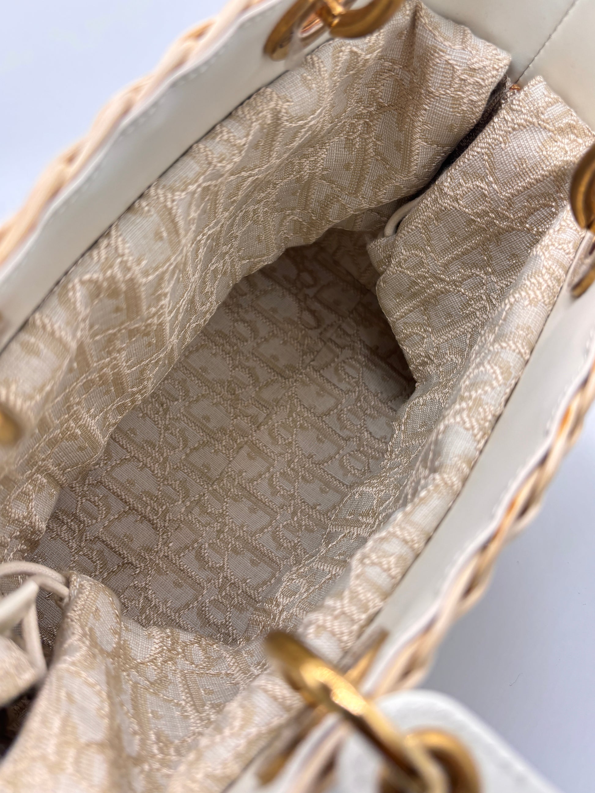 Lady Dior Bag Wicker and Oblique Canvas Medium
