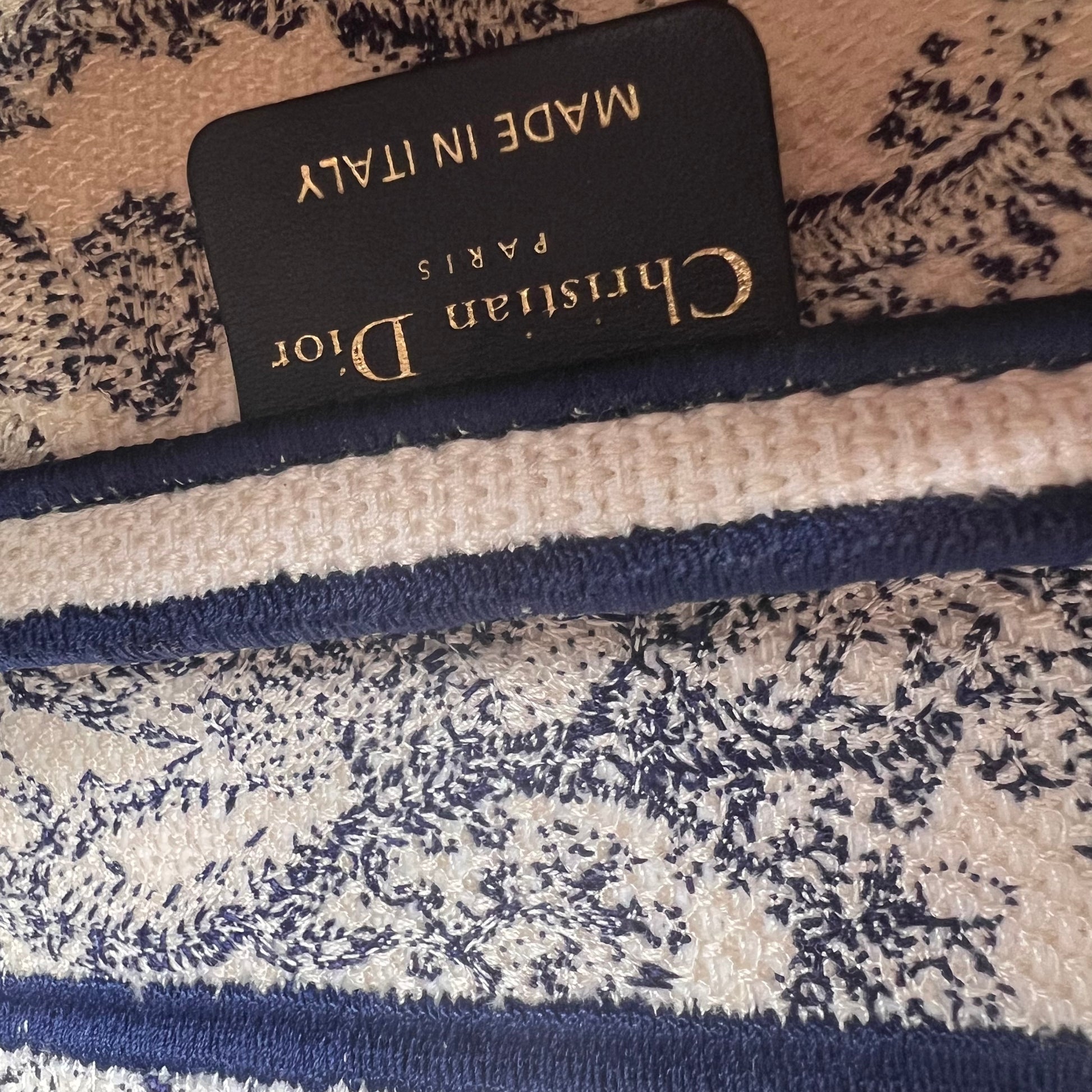 Canvas Embroidered Toile de Jouy Saddle Bag Blue twins