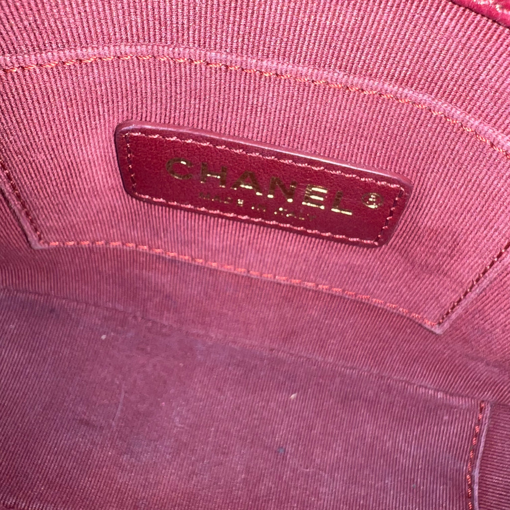 Caviar Quilted Mini Chain Soul Flap Burgundy twins