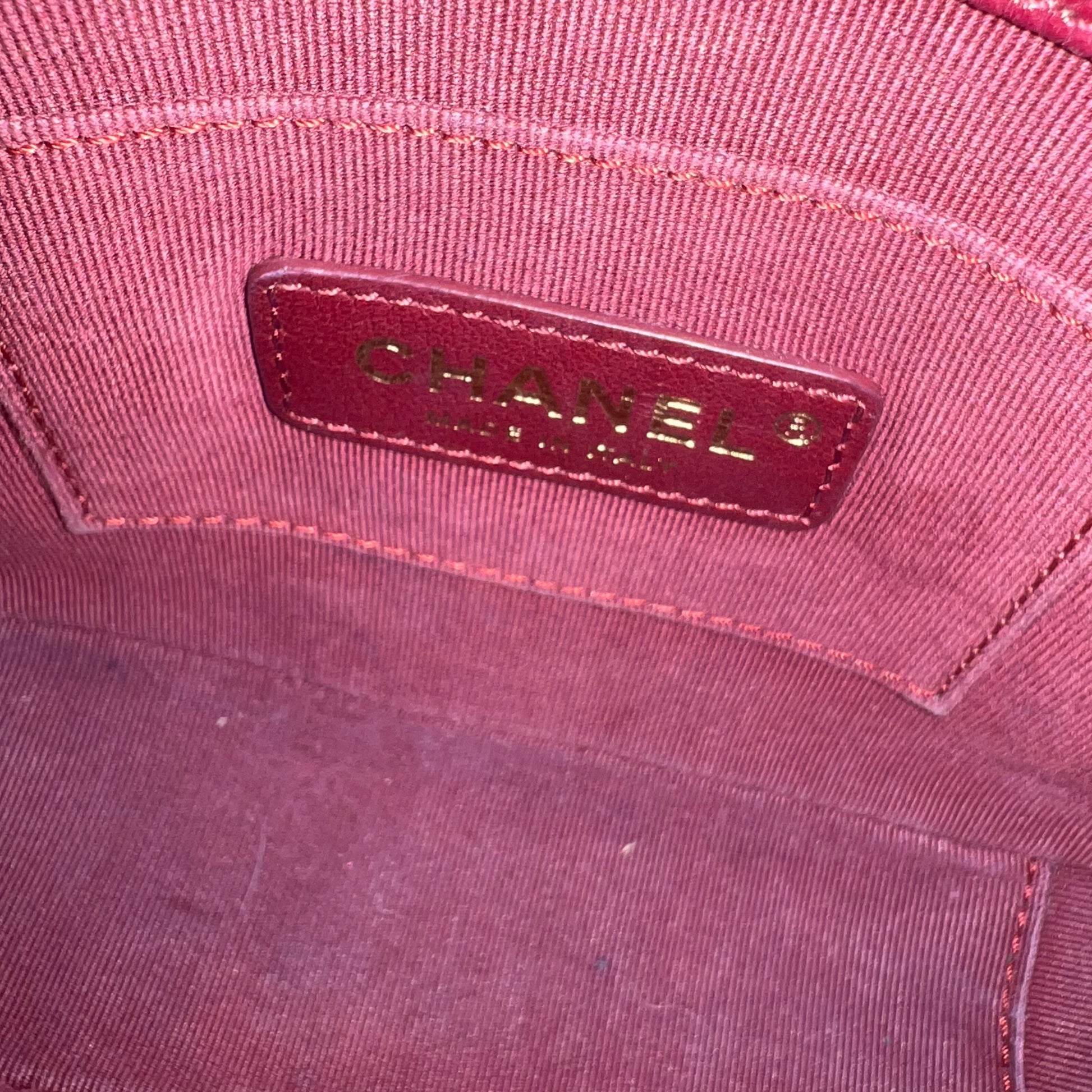 Caviar Quilted Mini Chain Soul Flap Burgundy twins