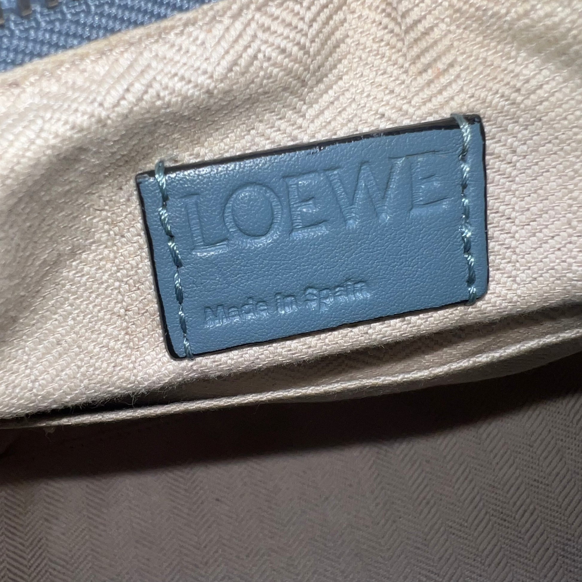 Calfskin Small Puzzle Bag Stone Blue twins