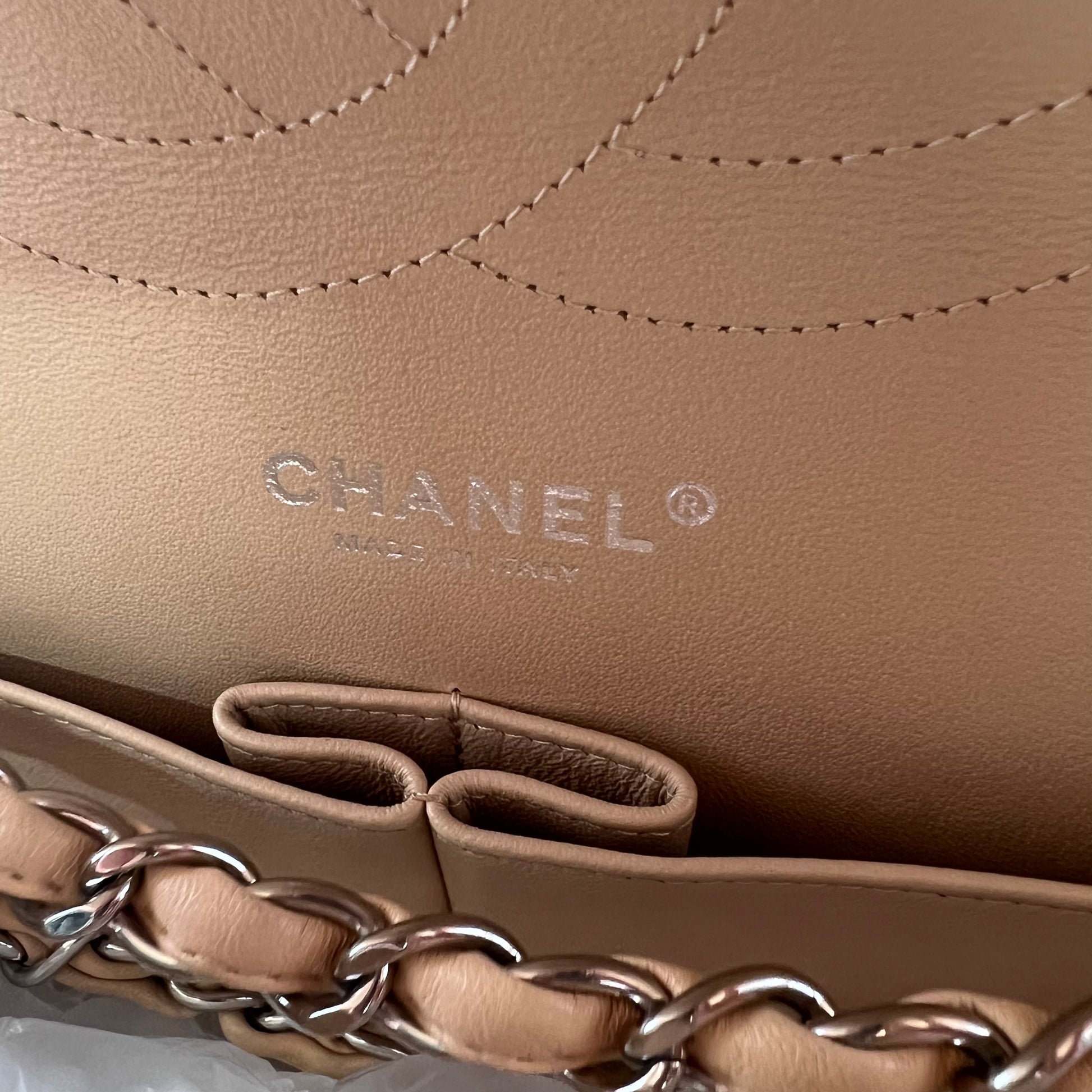 Caviar Quilted Jumbo Double Flap Light Beige twins