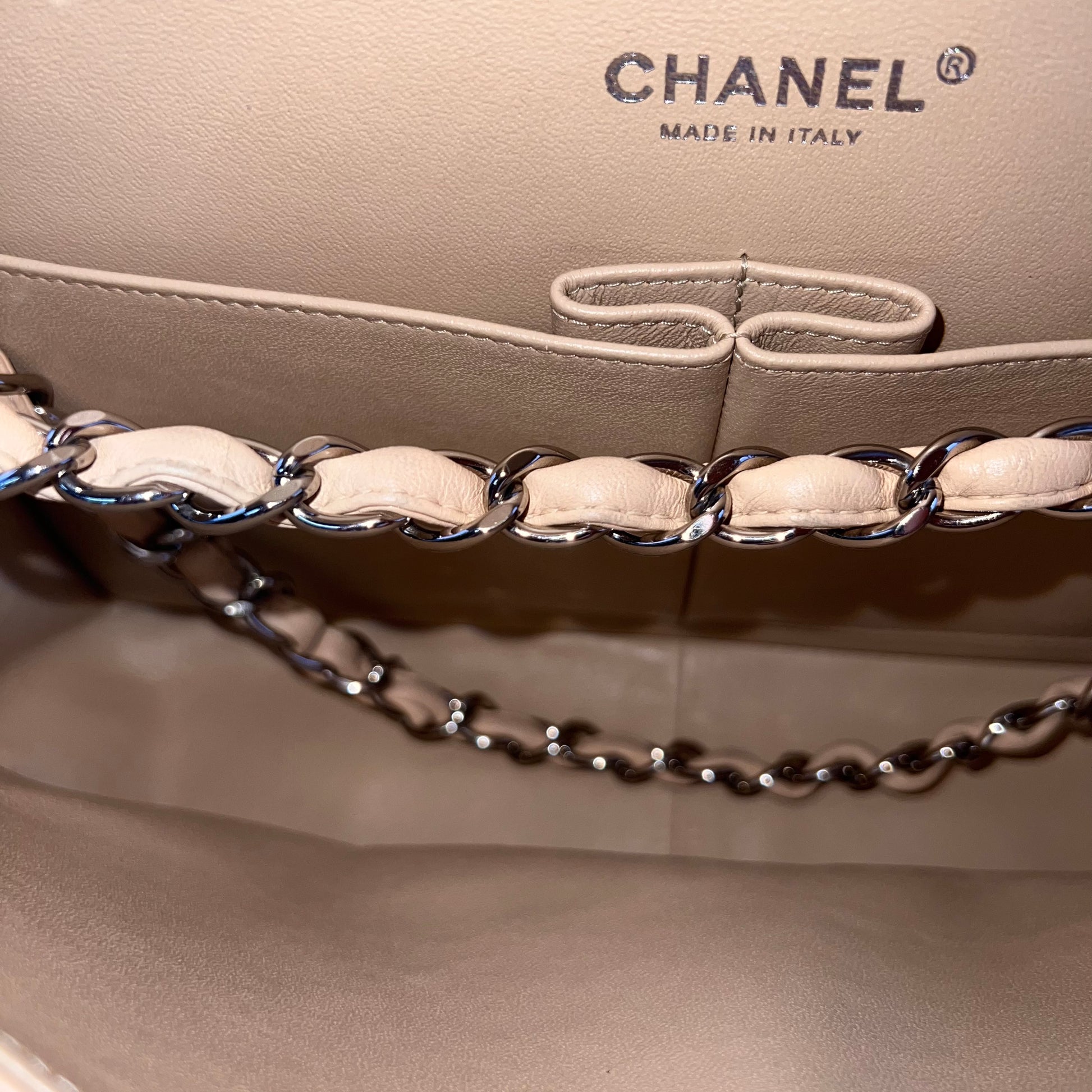 Caviar Quilted Jumbo Double Flap Light Beige twins