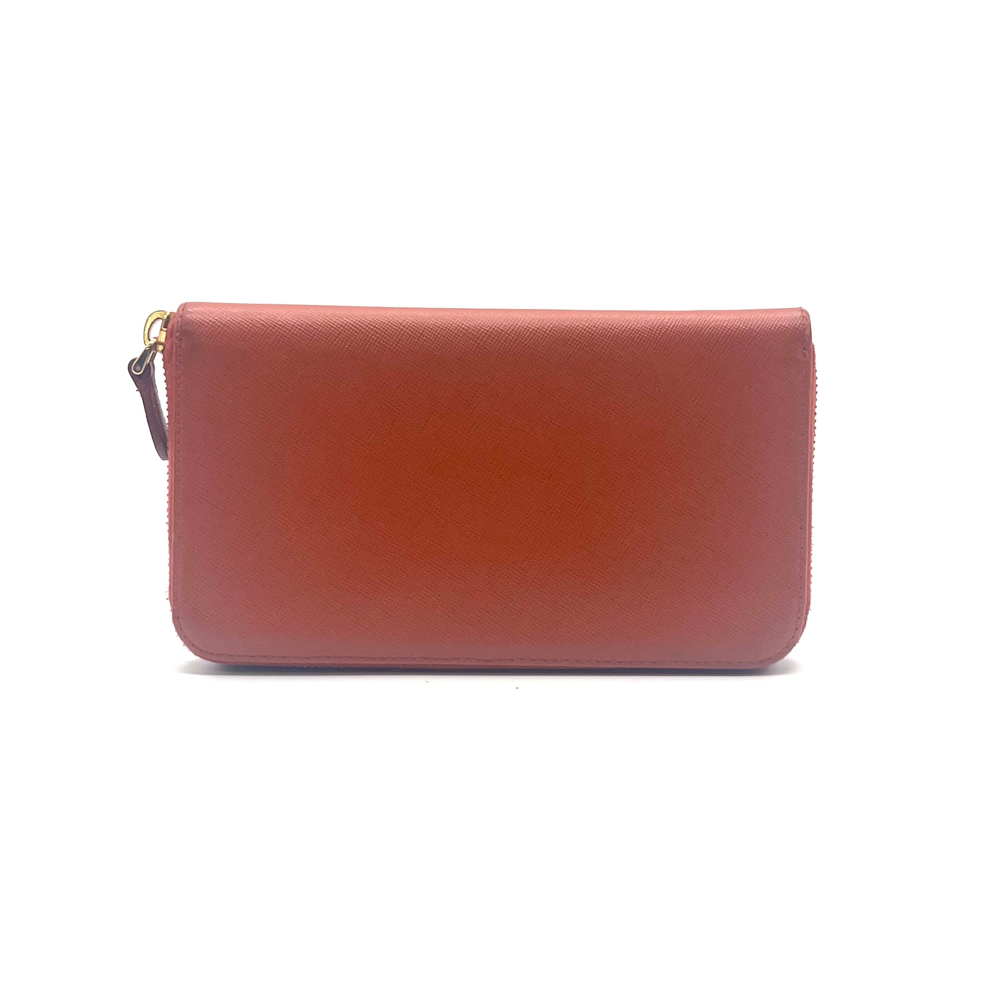 Saffiano Metal Zip Around Wallet Papaya twins