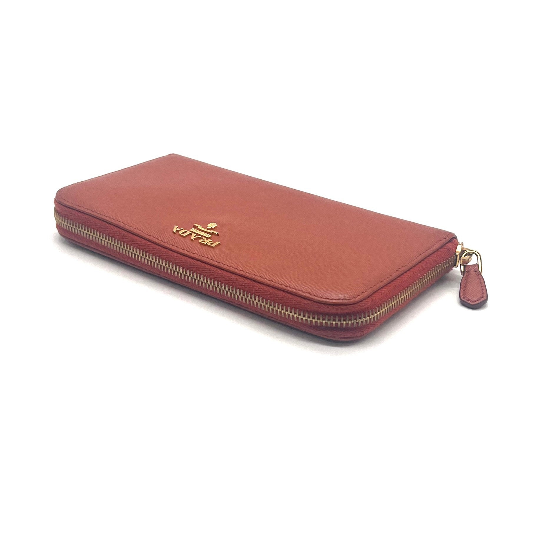 Saffiano Metal Zip Around Wallet Papaya twins