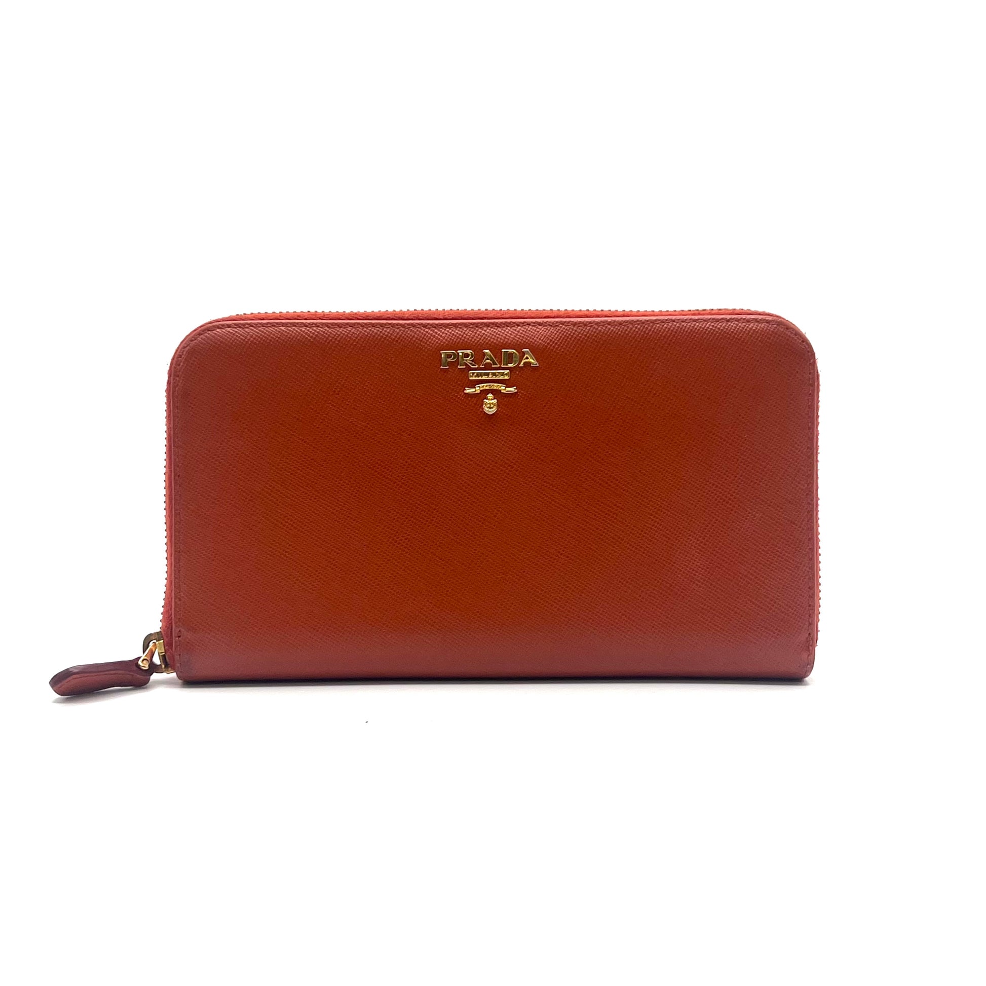 Saffiano Metal Zip Around Wallet Papaya twins