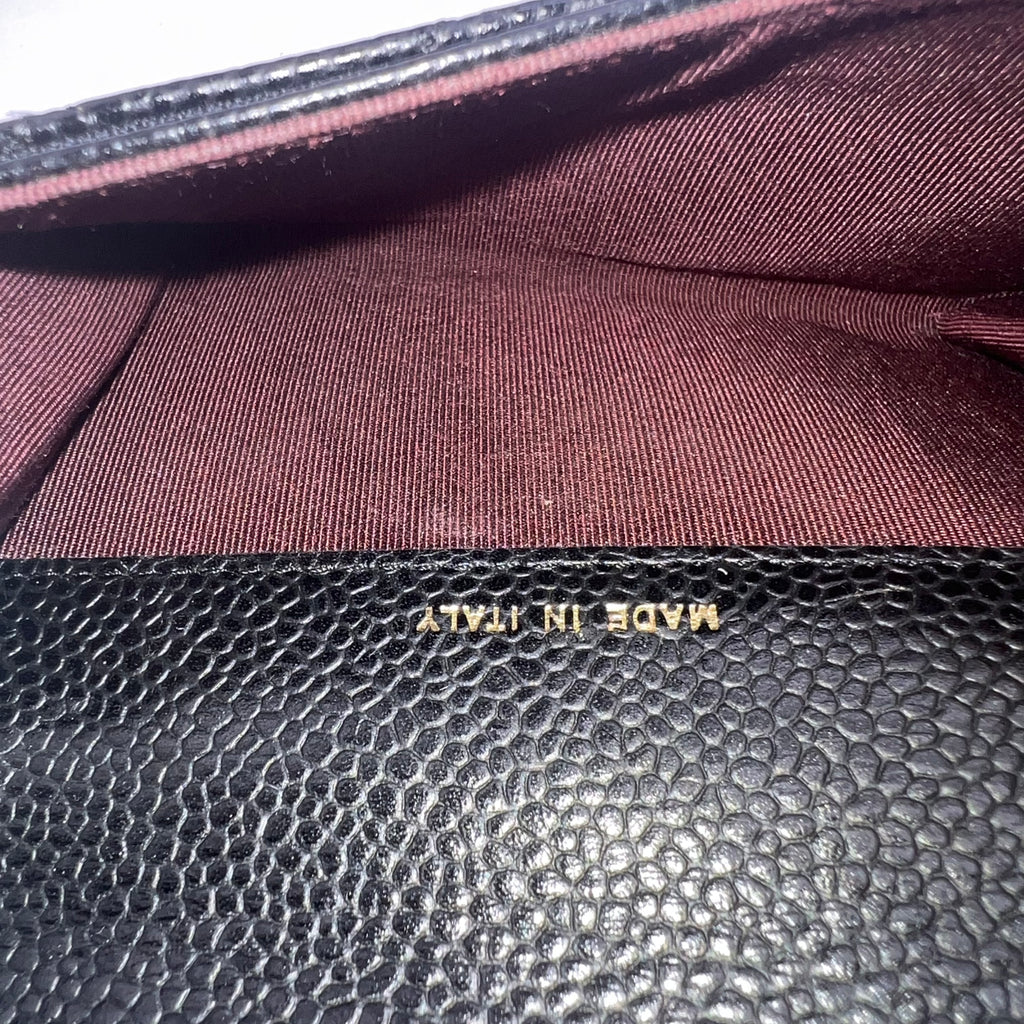 Caviar Quilted Compact Flap Wallet Black twins