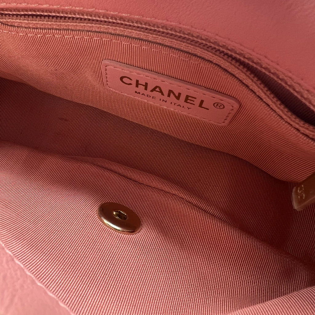 Tweed Medium Pearl Handle Flap Pink Beige Orange Ecru twins