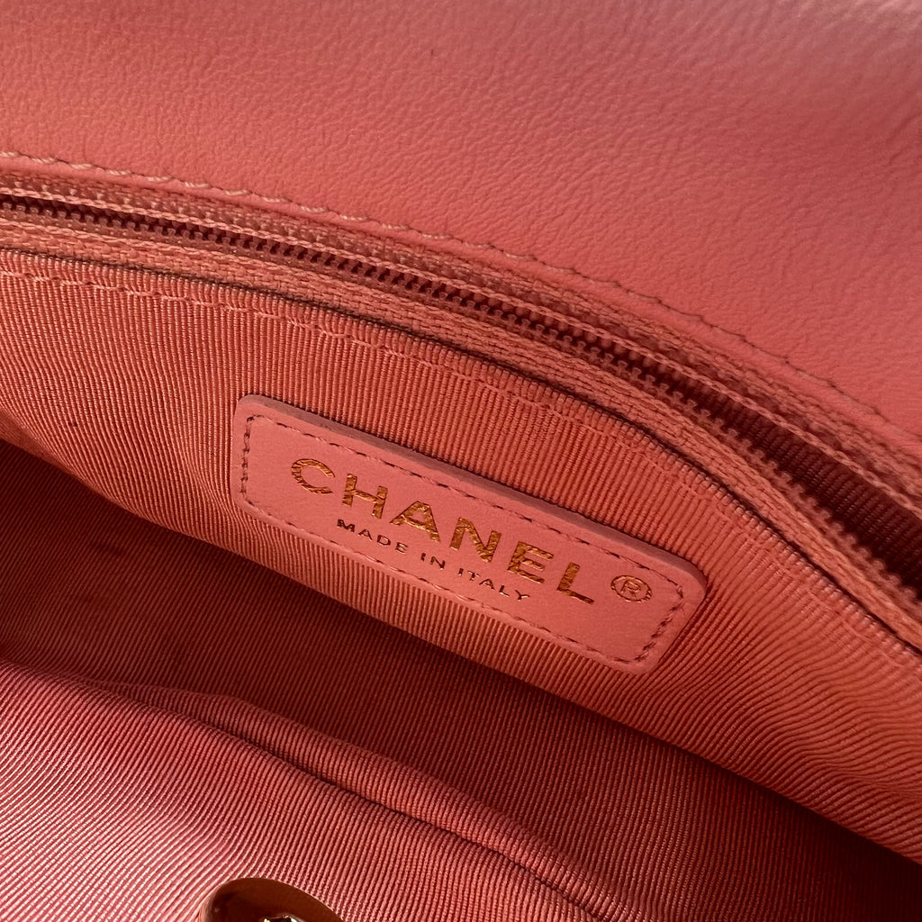 Tweed Medium Pearl Handle Flap Pink Beige Orange Ecru twins