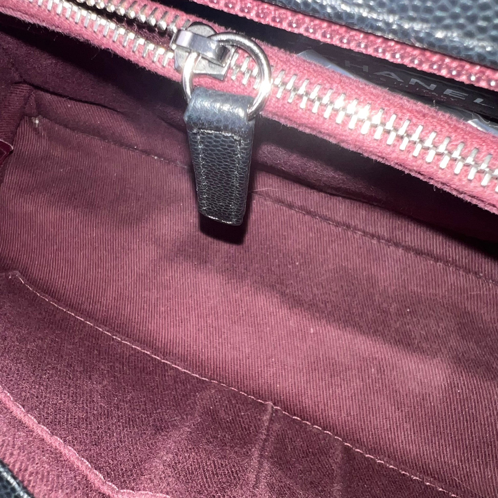 Black Chevron Quilted Caviar Leather Small Coco Handle Bag twins