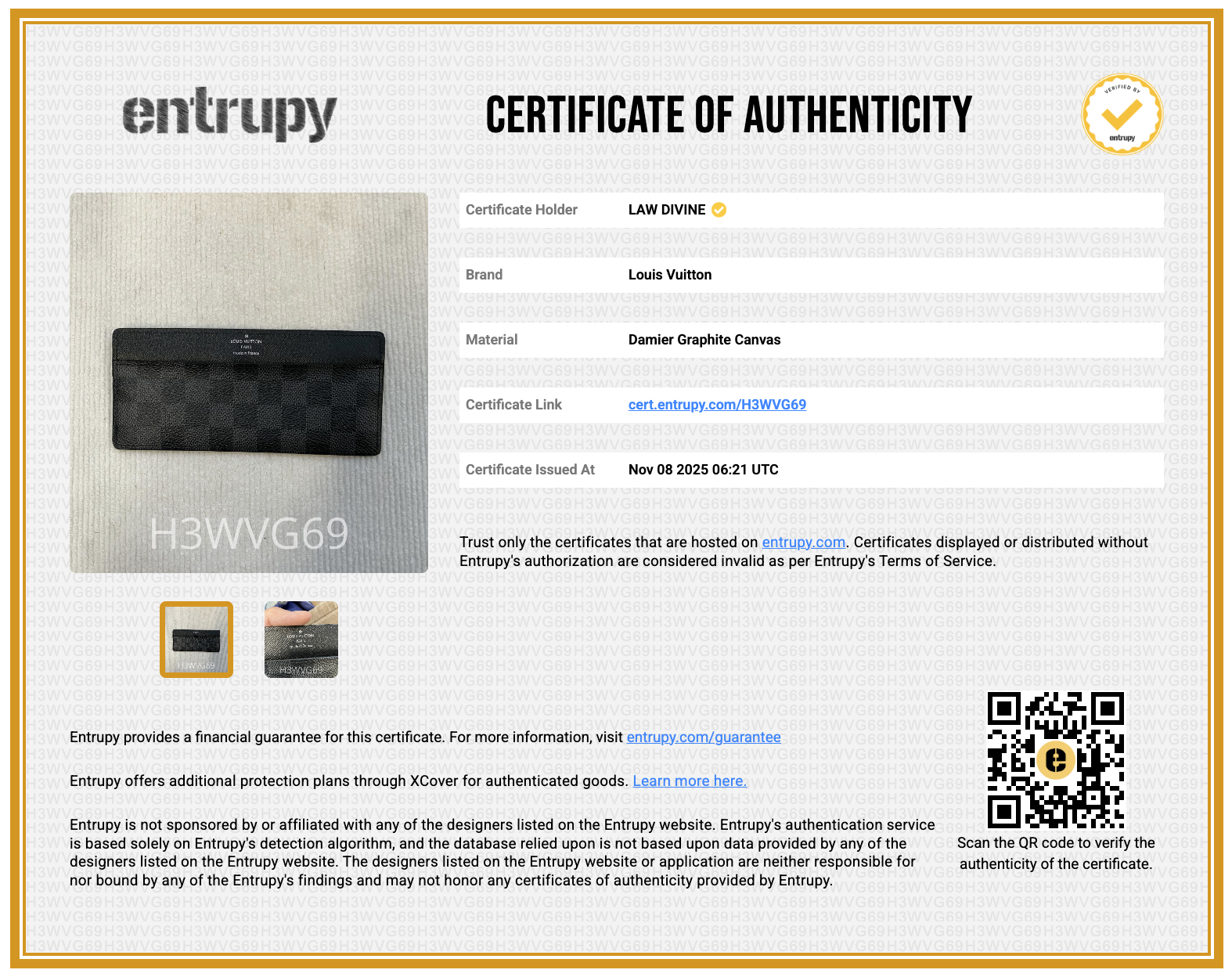 Black Damier Graphite Long Card Holder