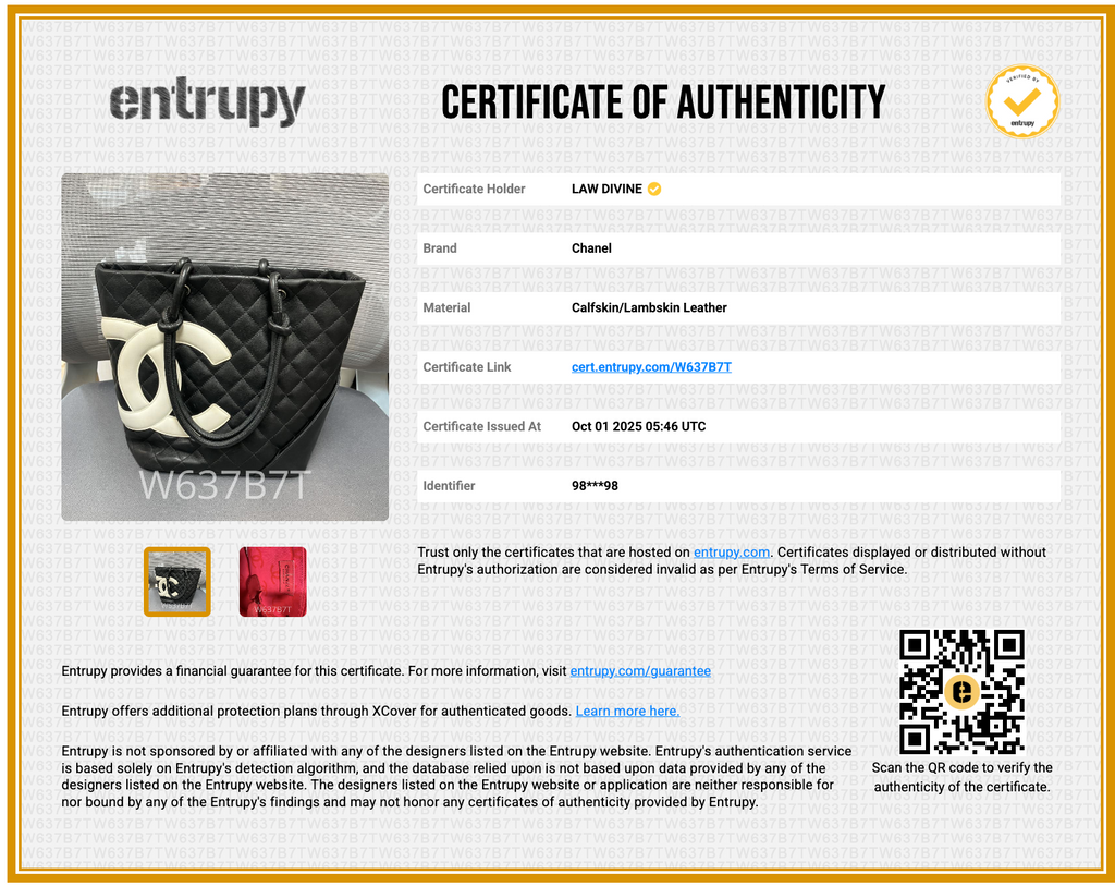 CC Cambon Line Leather Tote Handbag Black White Silver