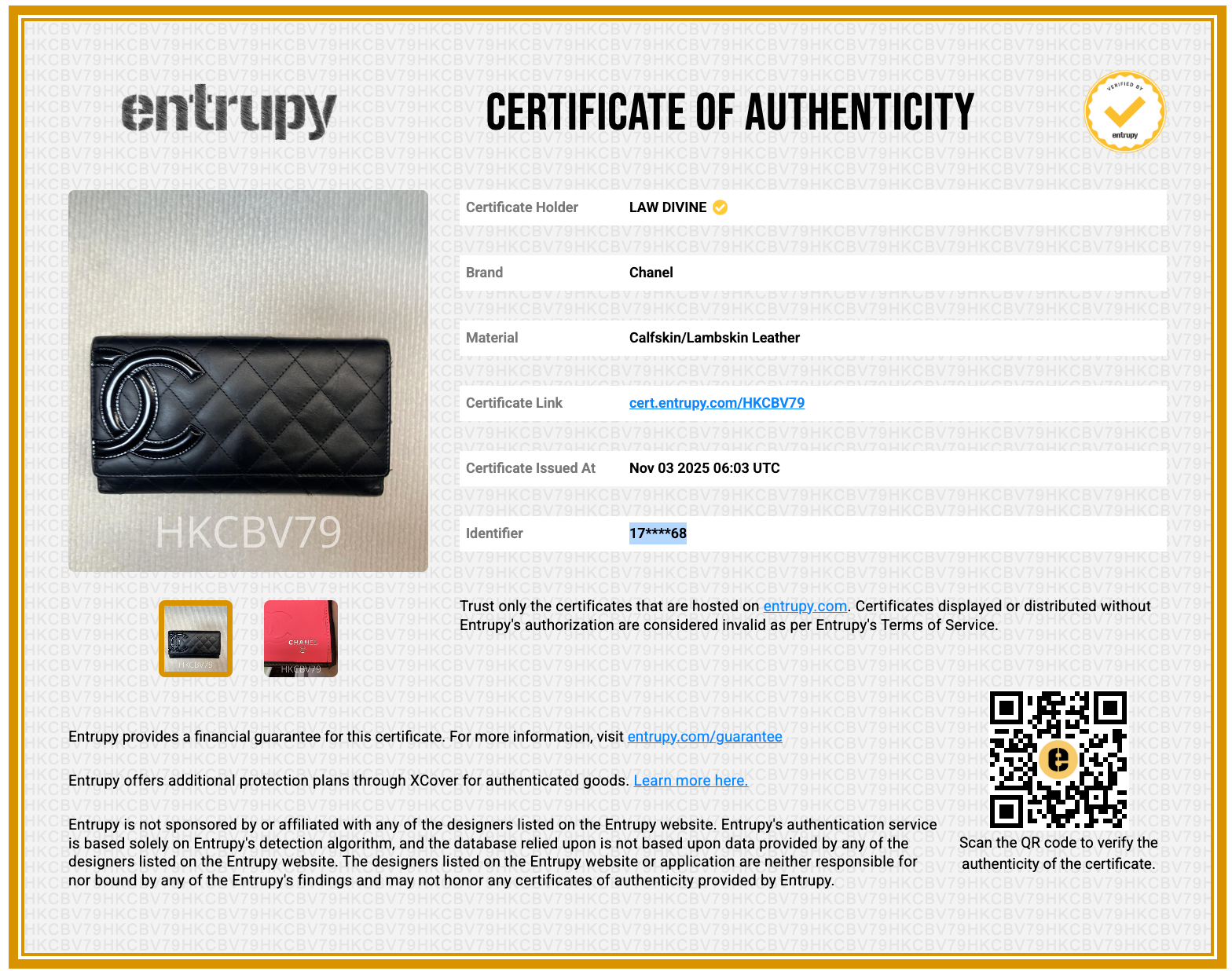 Cambon Line Bi-fold Long Wallet Black Pink