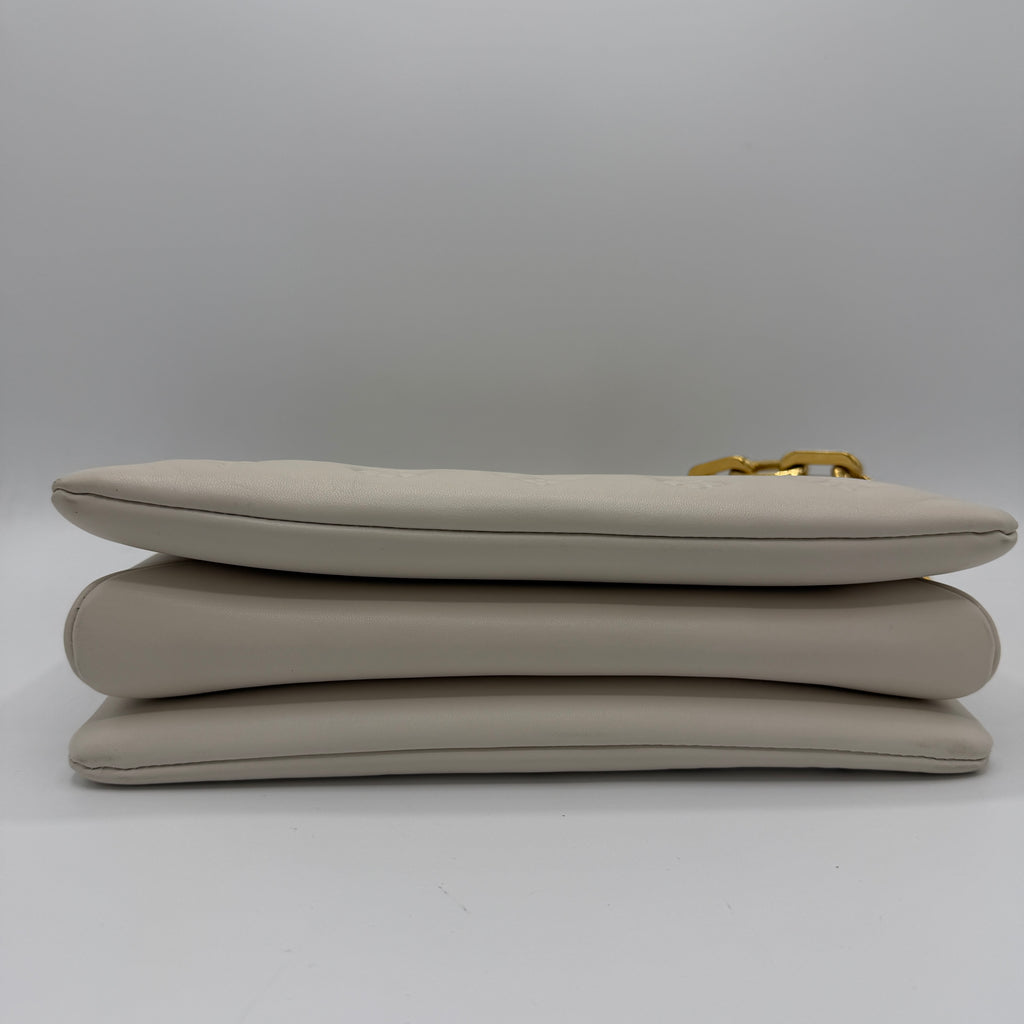Lambskin Embossed Monogram Coussin PM Beige Cream