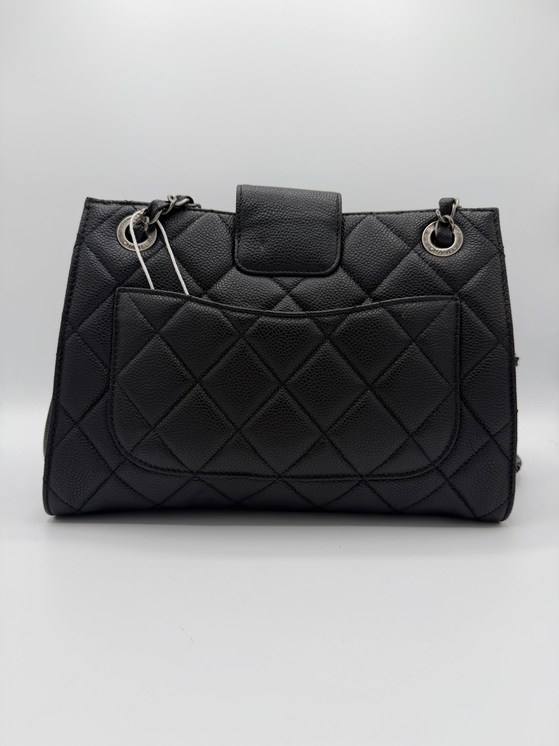 CC Lock Accordion Tote Quilted Caviar Small