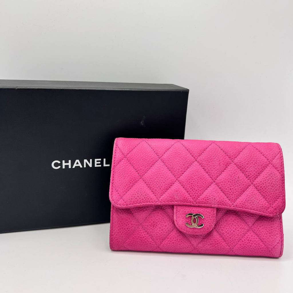 Trifold Classic Flap Wallet Quilted Calfskin Medium