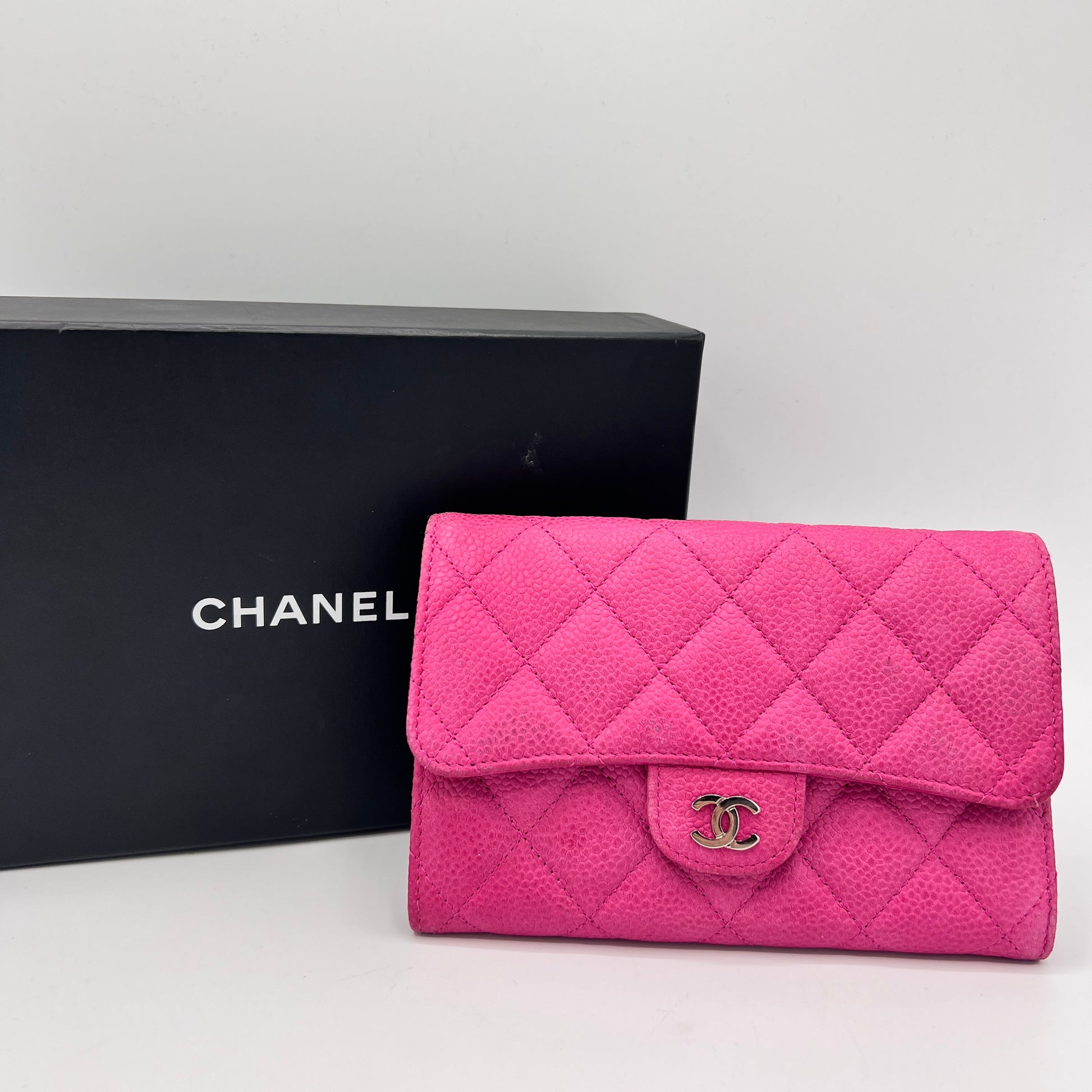 Trifold Classic Flap Wallet Quilted Calfskin Medium