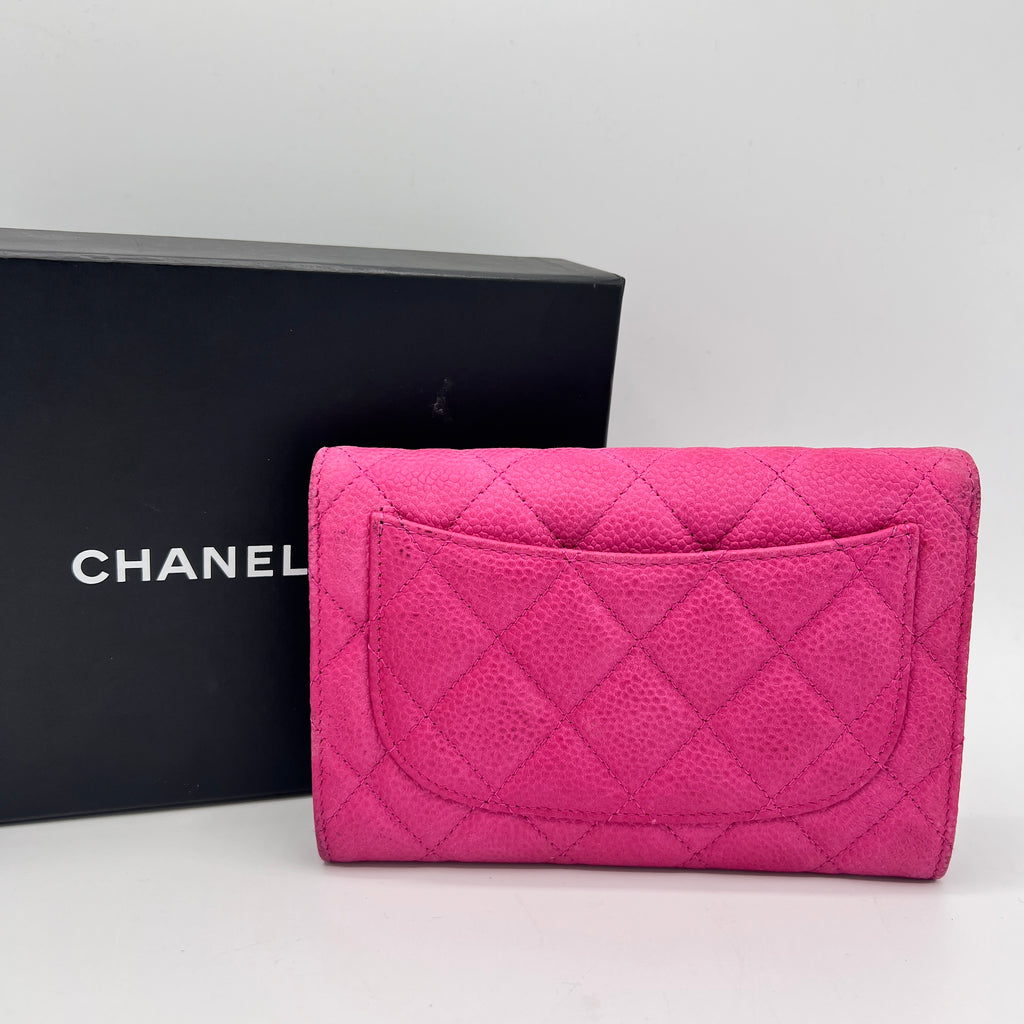 Trifold Classic Flap Wallet Quilted Calfskin Medium