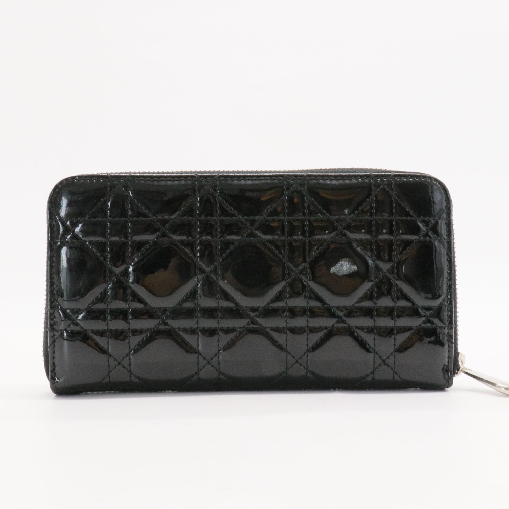 Lady Dior Zip Around Wallet Cannage Quilt Patent Long