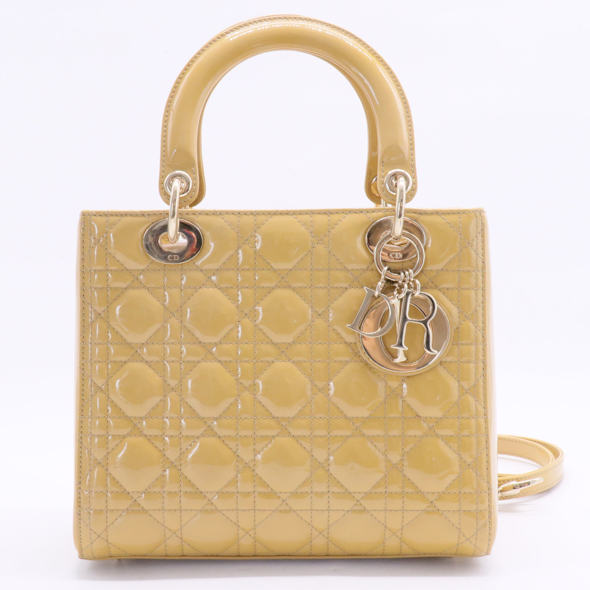 Lady Dior Bag Cannage Quilt Patent Medium