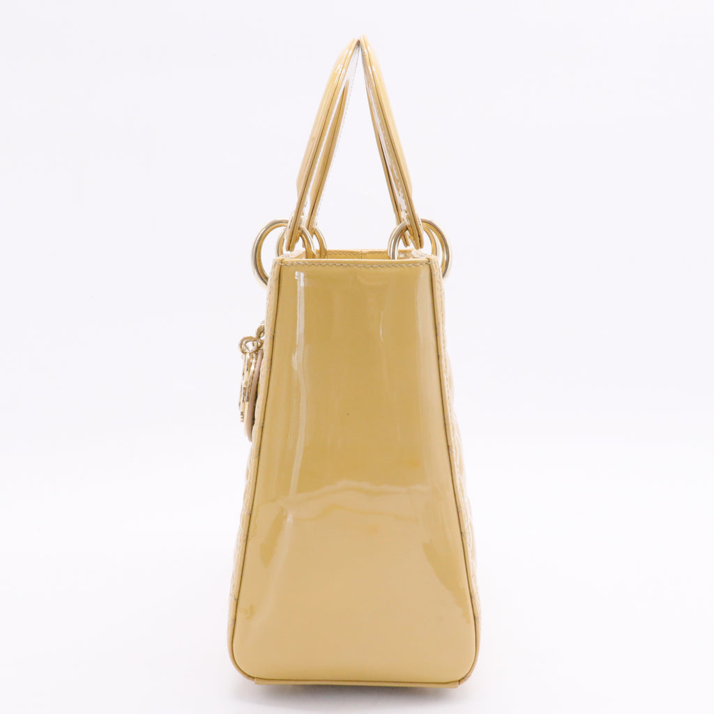 Lady Dior Bag Cannage Quilt Patent Medium